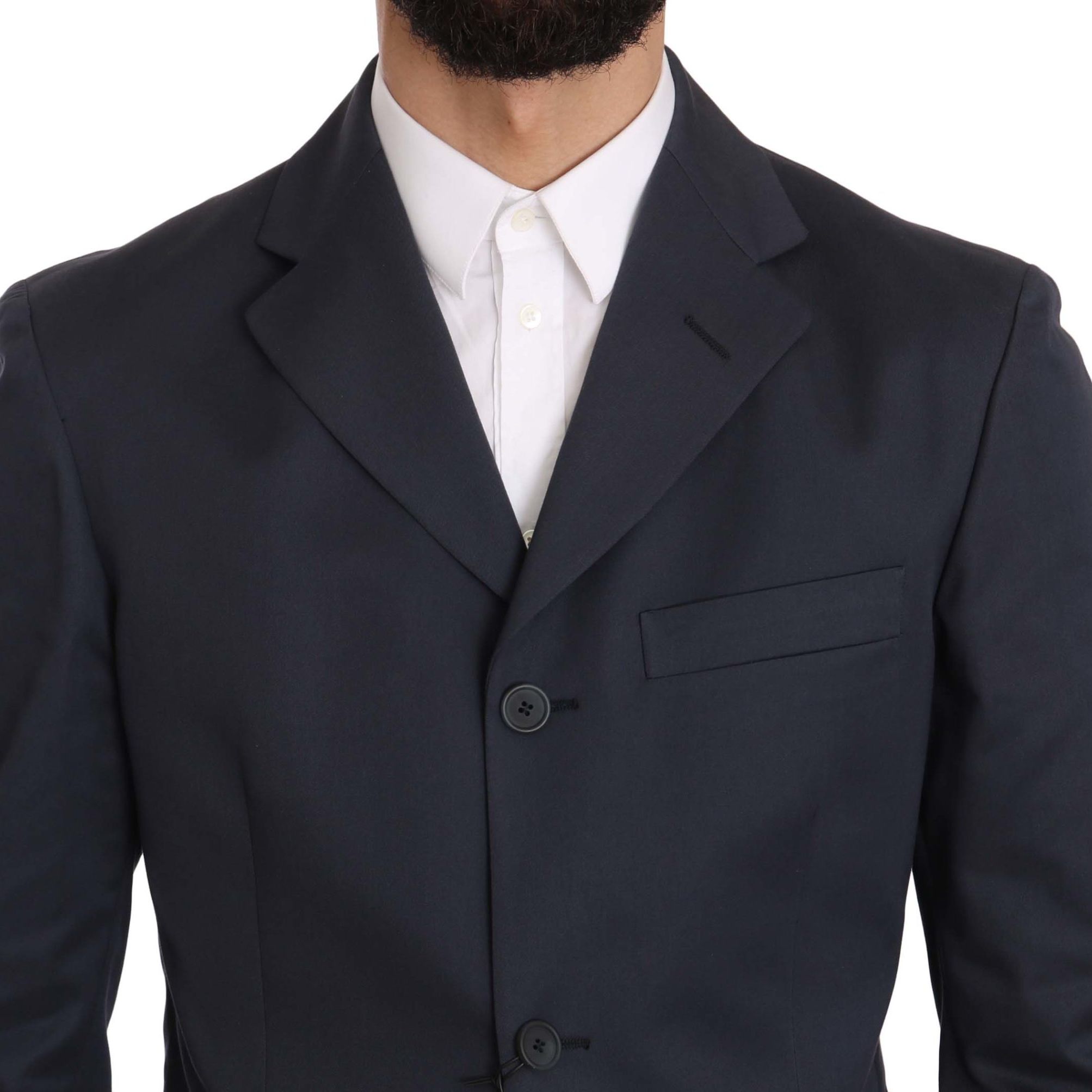Romeo Gigli Two Piece 3 Button Cotton Blue Solid Suit