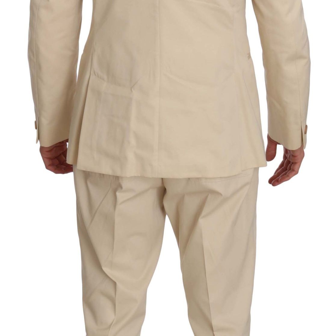 Romeo Gigli Two Piece 3 Button Beige Cotton Solid Suit