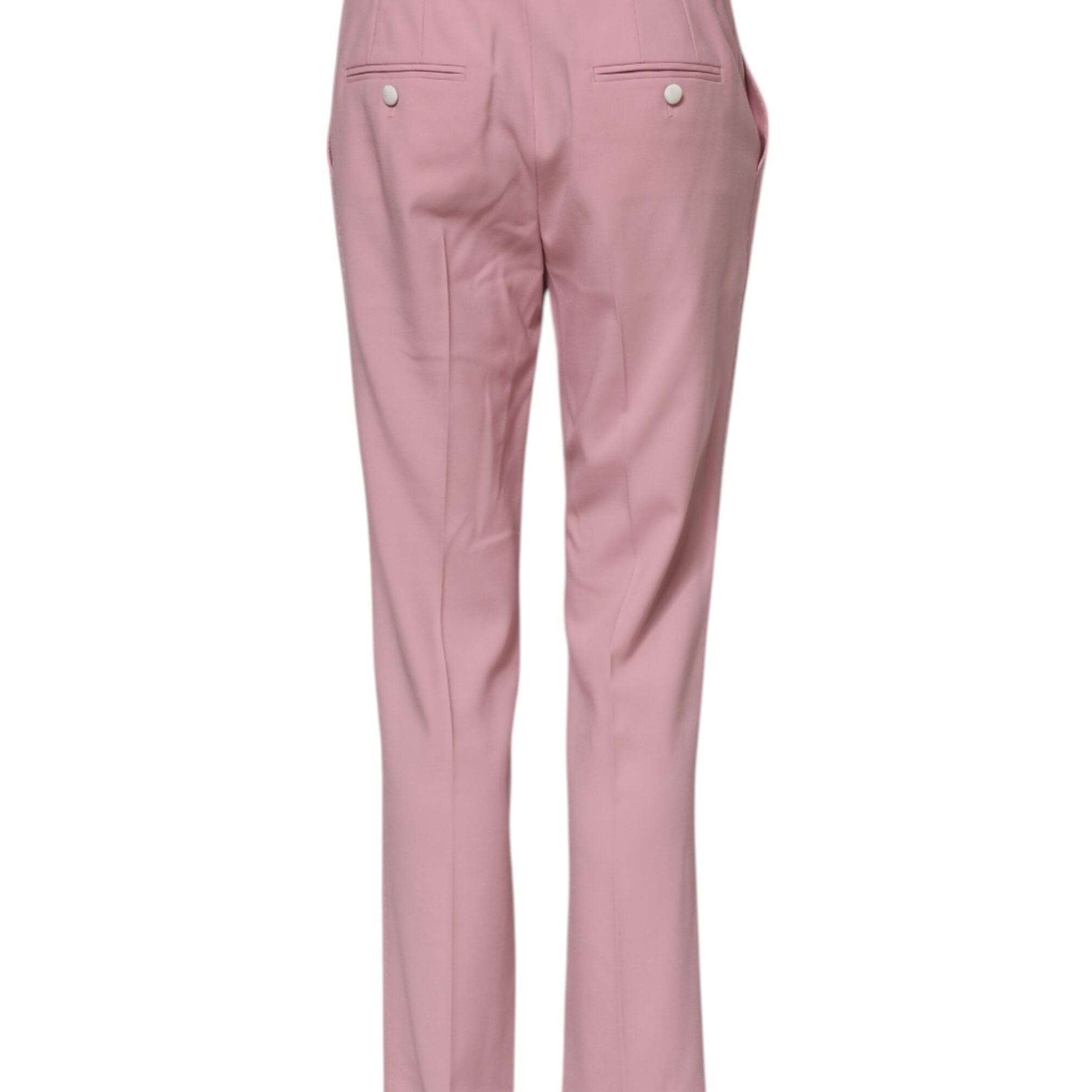 Dolce & Gabbana Pink Wool Mid Waist Tapered Pants