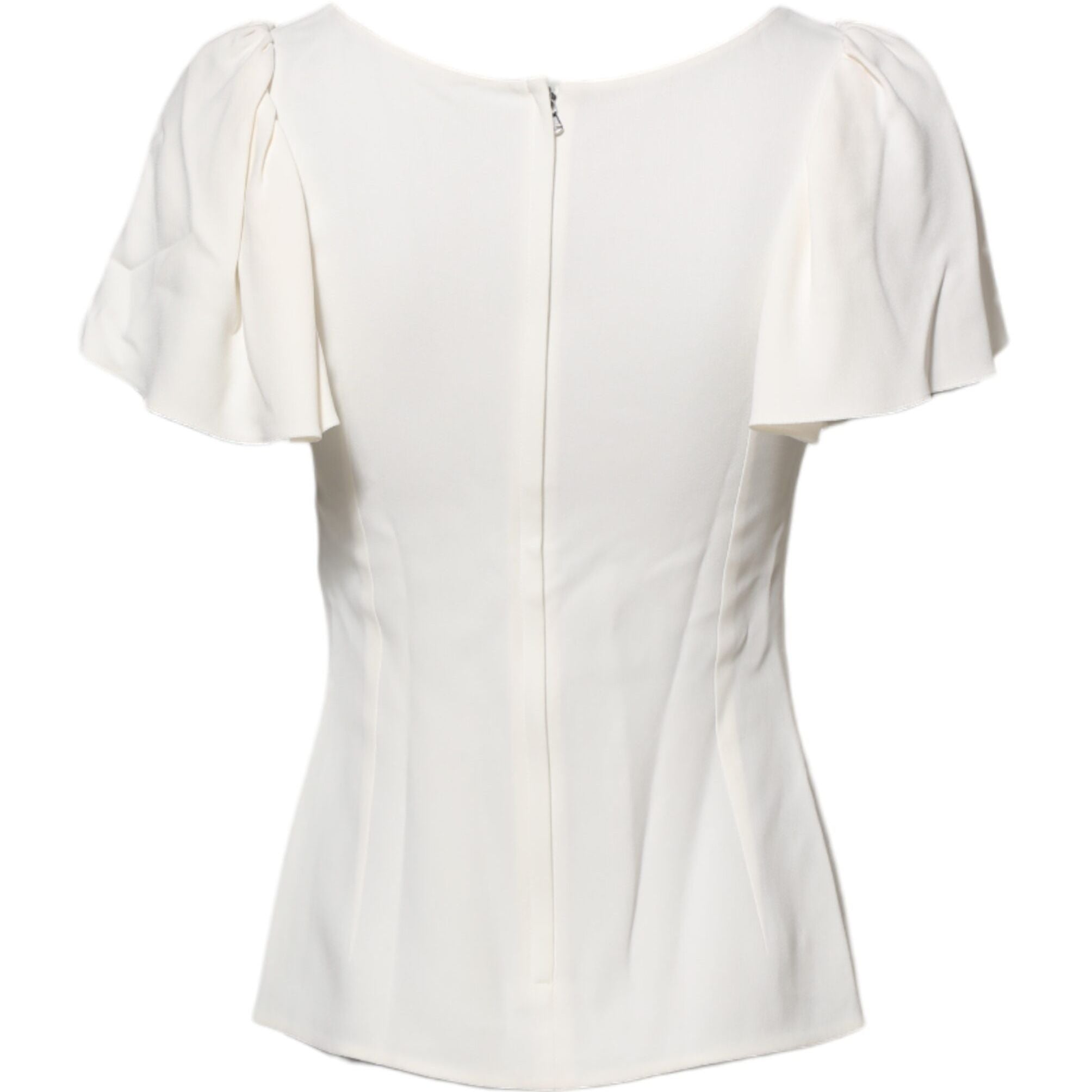 Dolce & Gabbana White Round Neck Short Sleeves Blouse Top