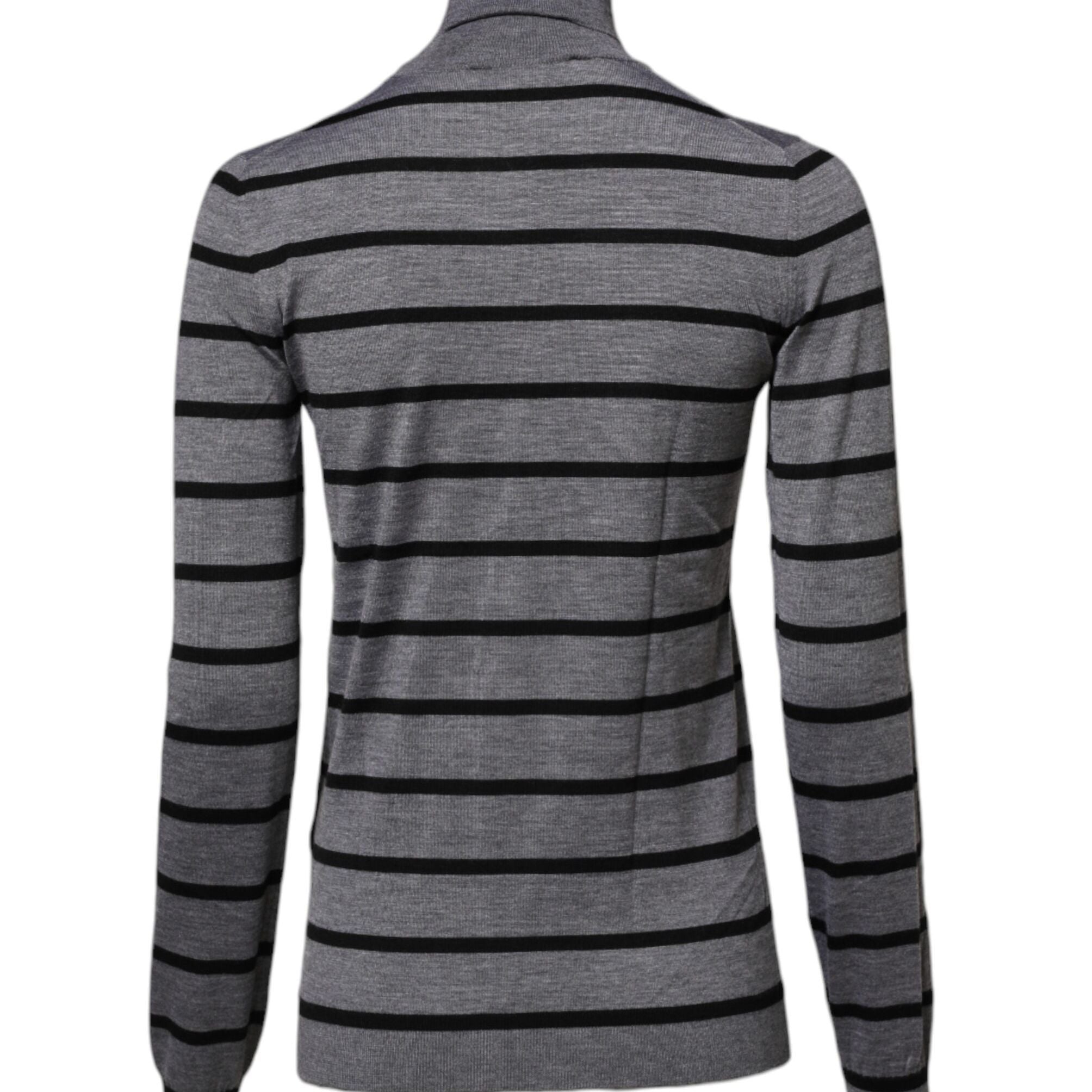 Dolce & Gabbana Gray Floral Embroidery Pullover Sweater