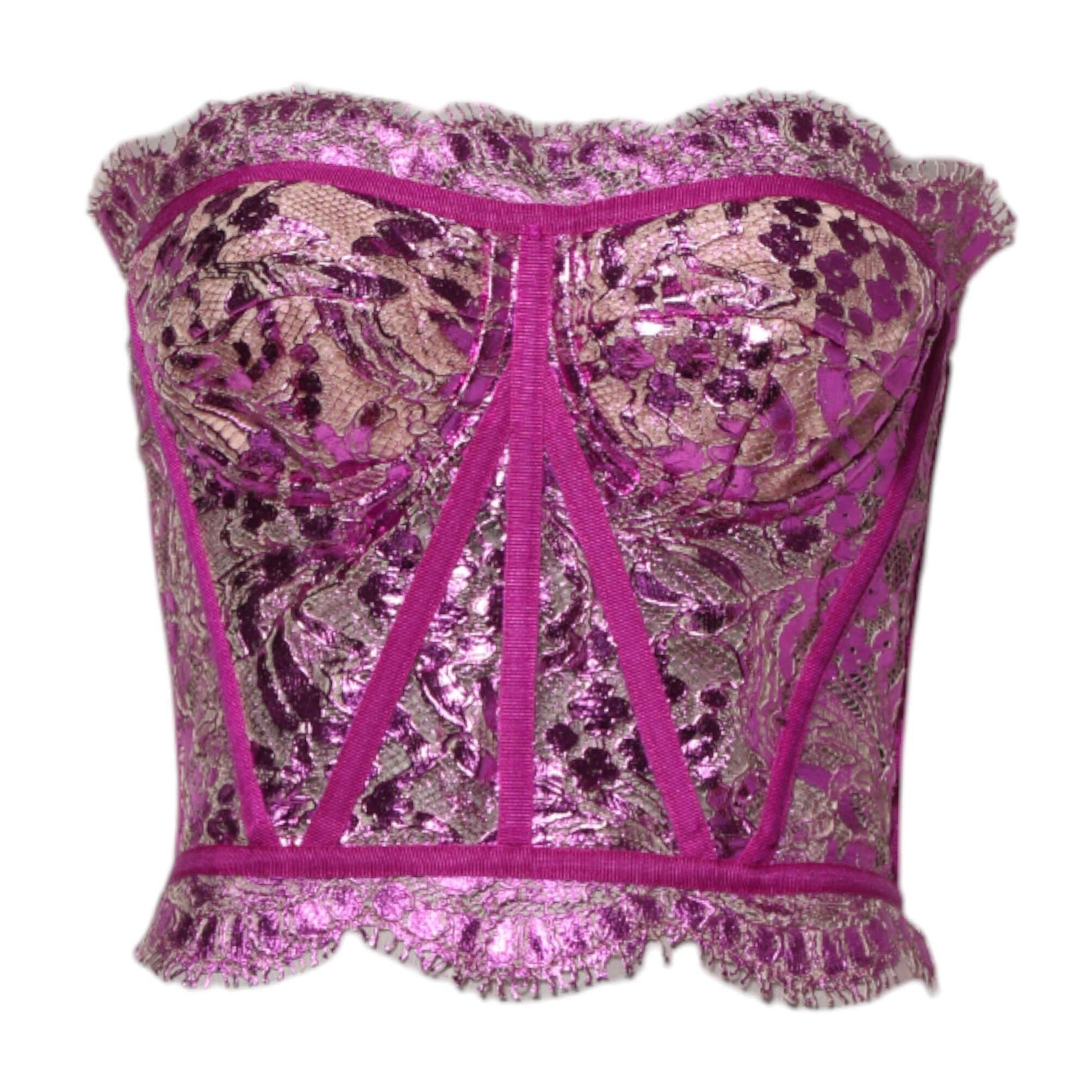 Dolce & Gabbana Pink Bustier Sleeveless Corset Blouse Top