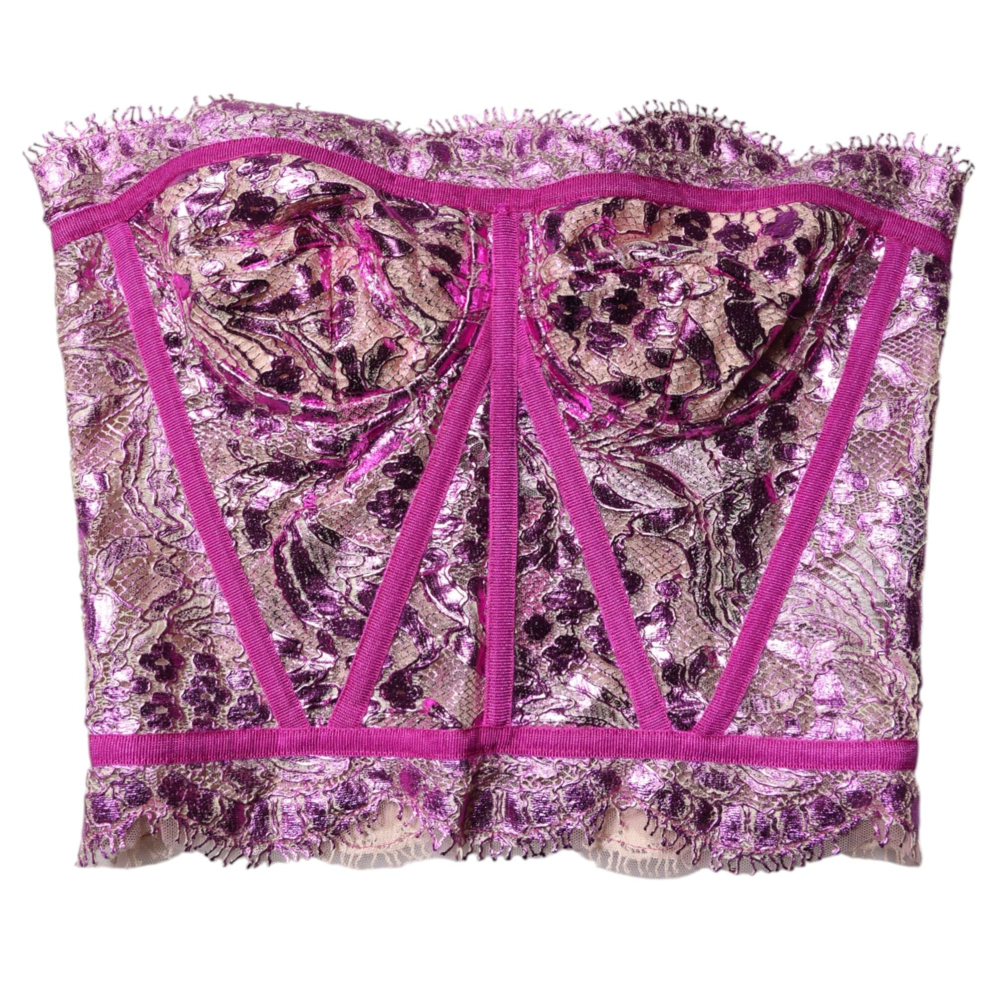 Dolce & Gabbana Pink Bustier Sleeveless Corset Blouse Top