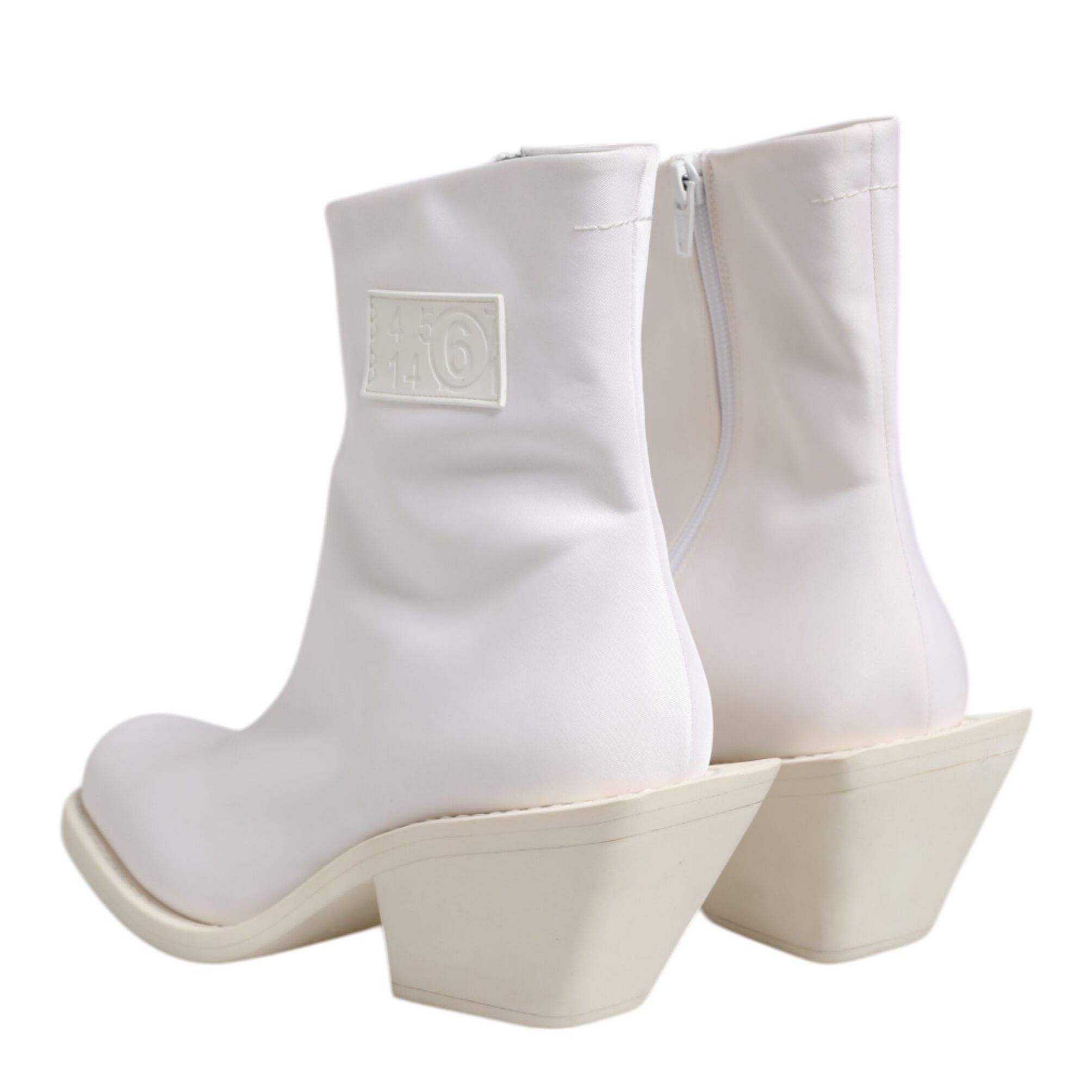 Maison Margiela White Square Heel Zip Ankle Boots Shoes