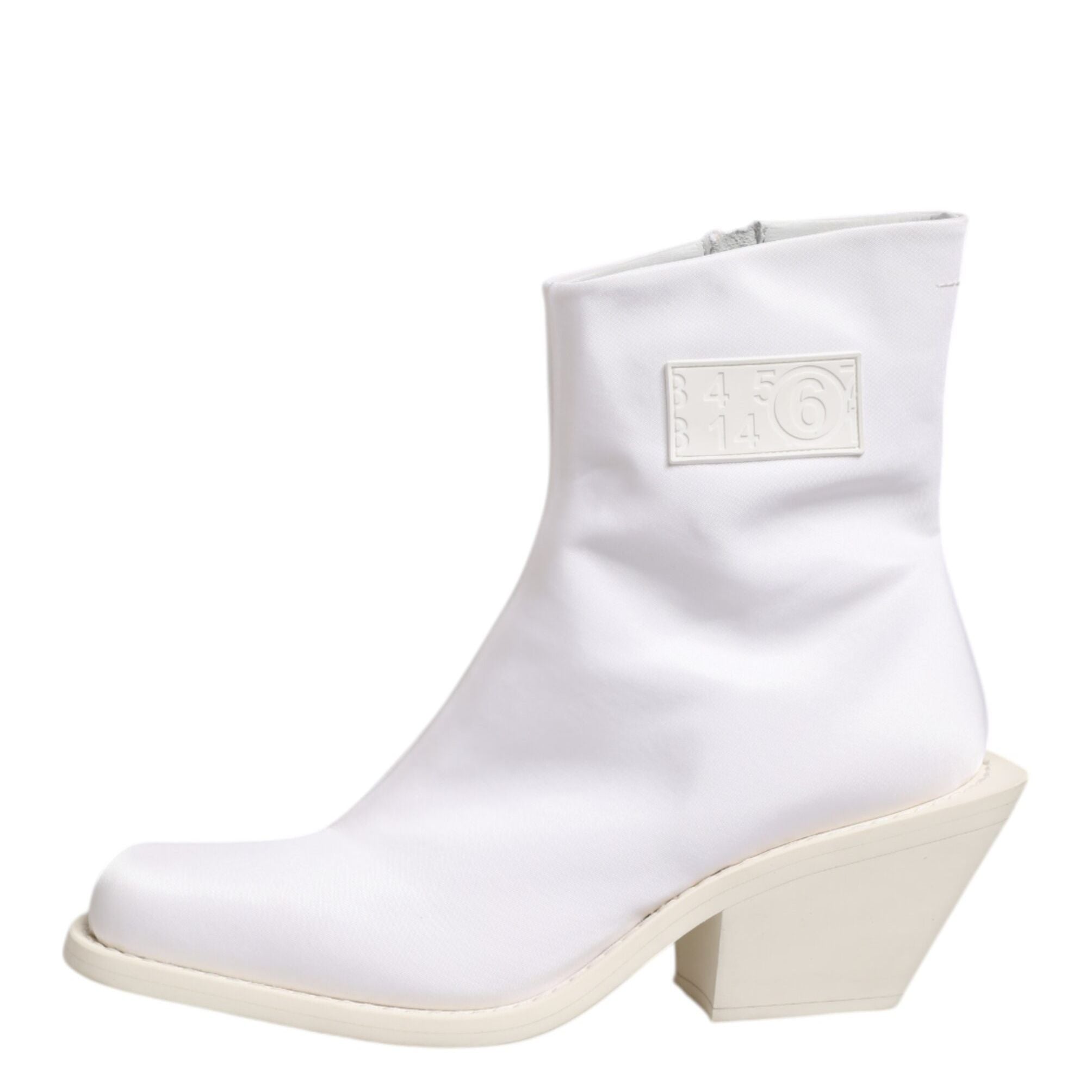 Maison Margiela White Square Heel Zip Ankle Boots Shoes