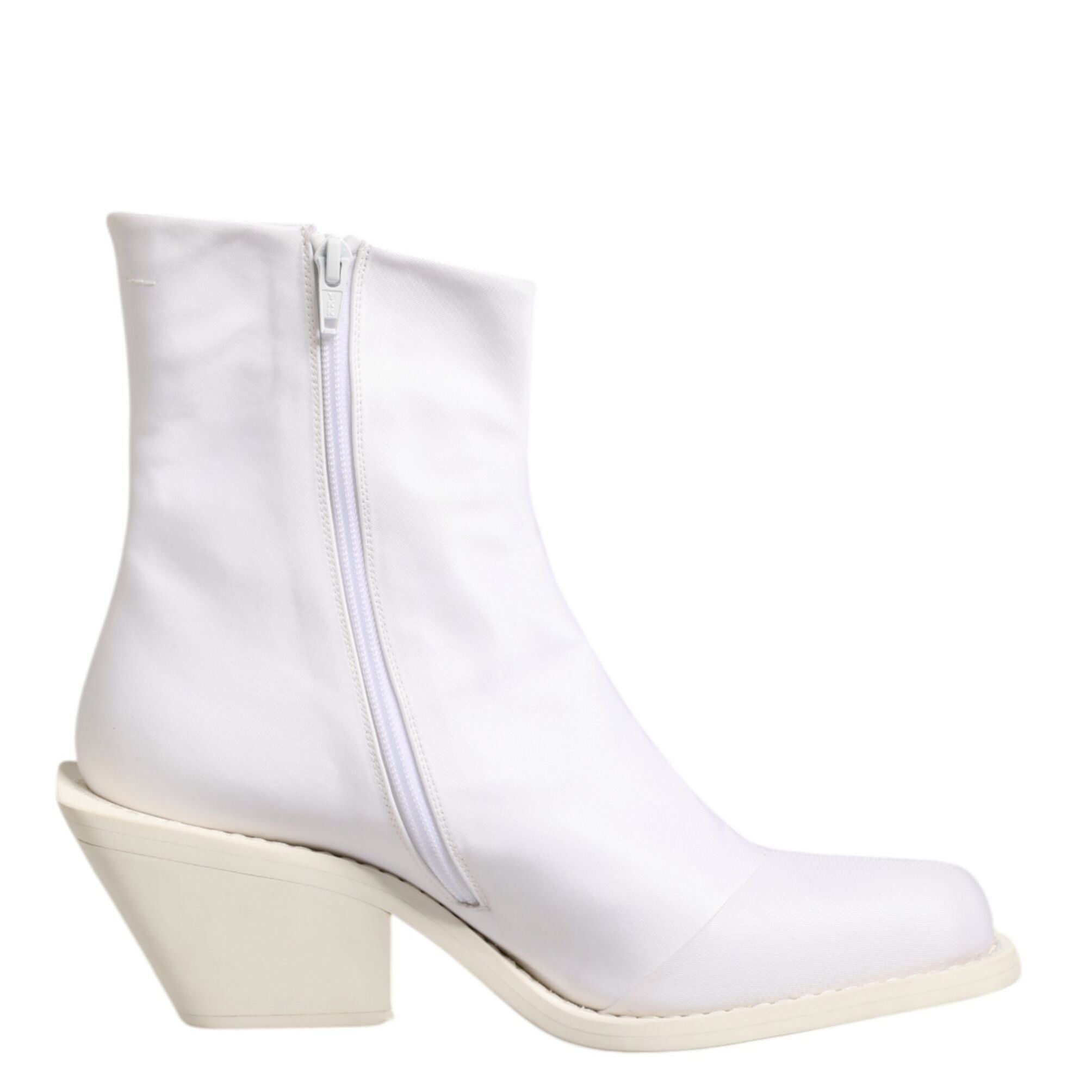 Maison Margiela White Square Heel Zip Ankle Boots Shoes