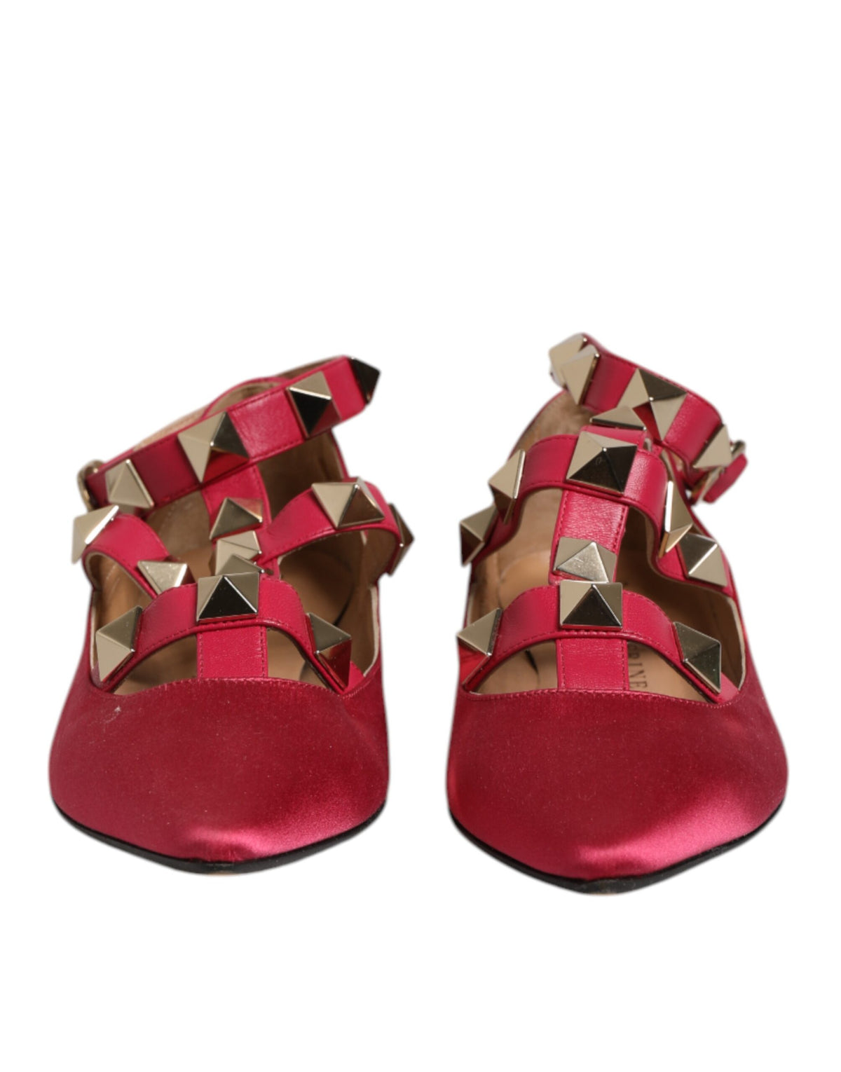 Prosperine Red Gold Studded Pointed Toe Ballet Flats Shoes