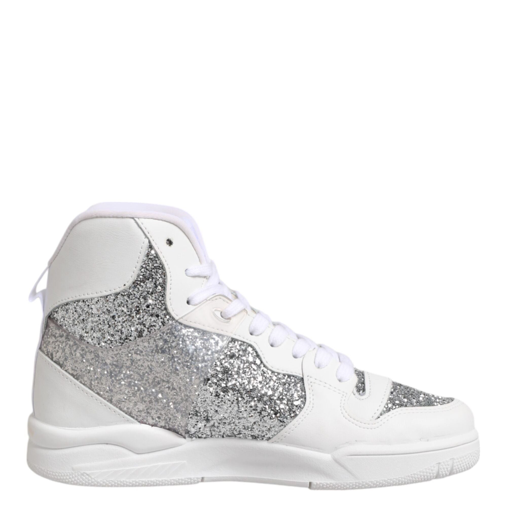 Chiara Ferragni White Silver High Top Women Sneakers Shoes