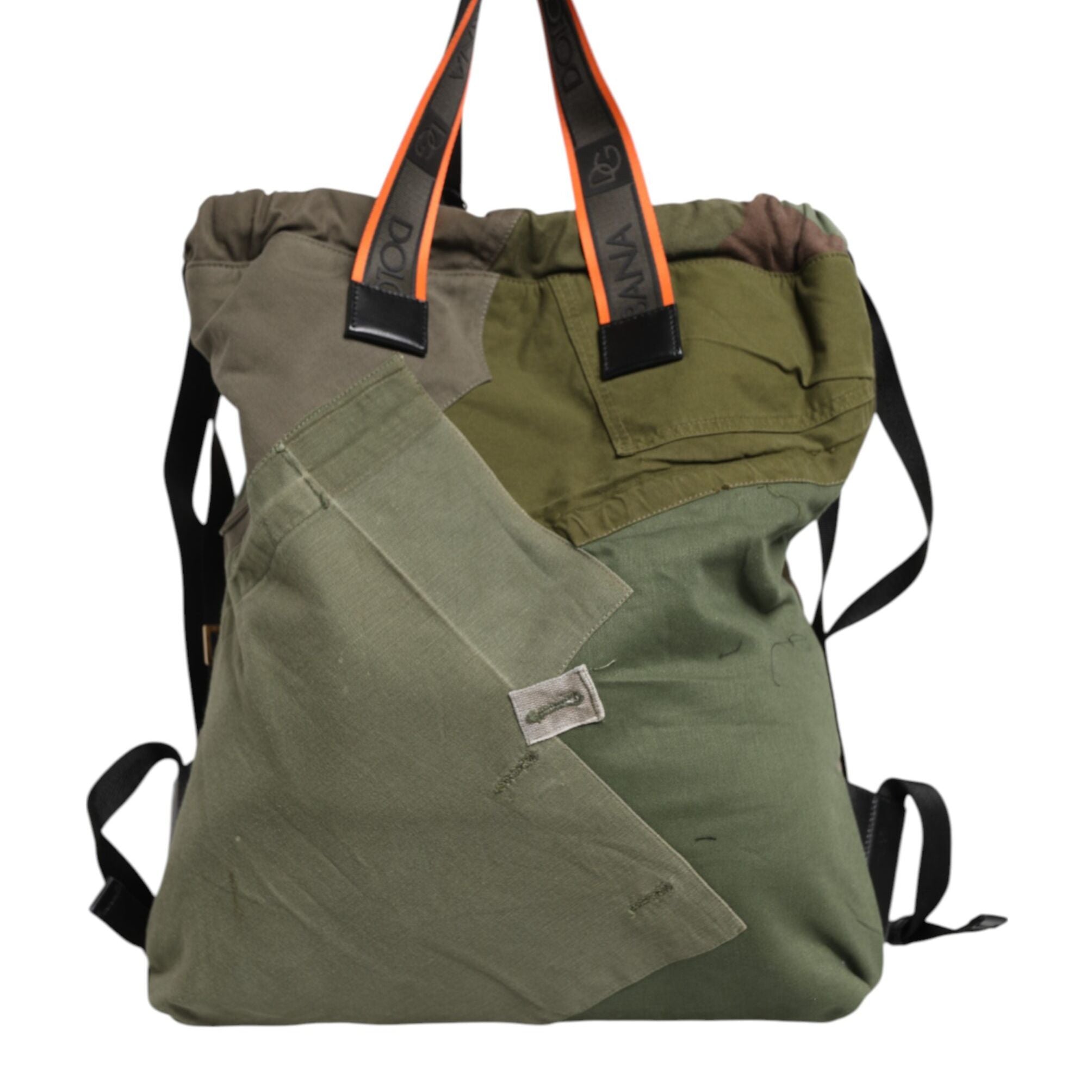 Dolce & Gabbana Military Green Patchwork Rucksack Backpack Bag