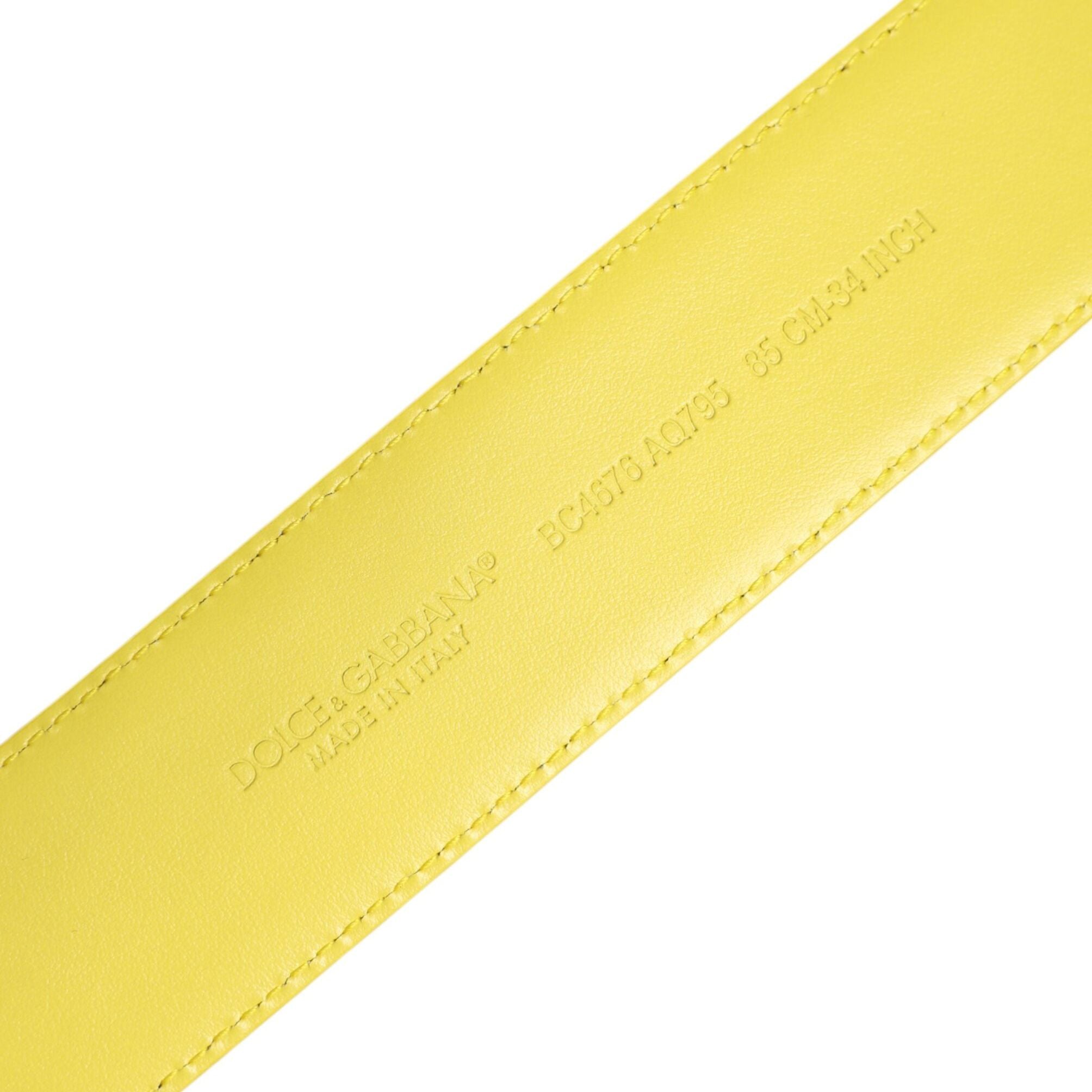 Dolce & Gabbana Yellow Green Classic Metal Logo Buckle Belt