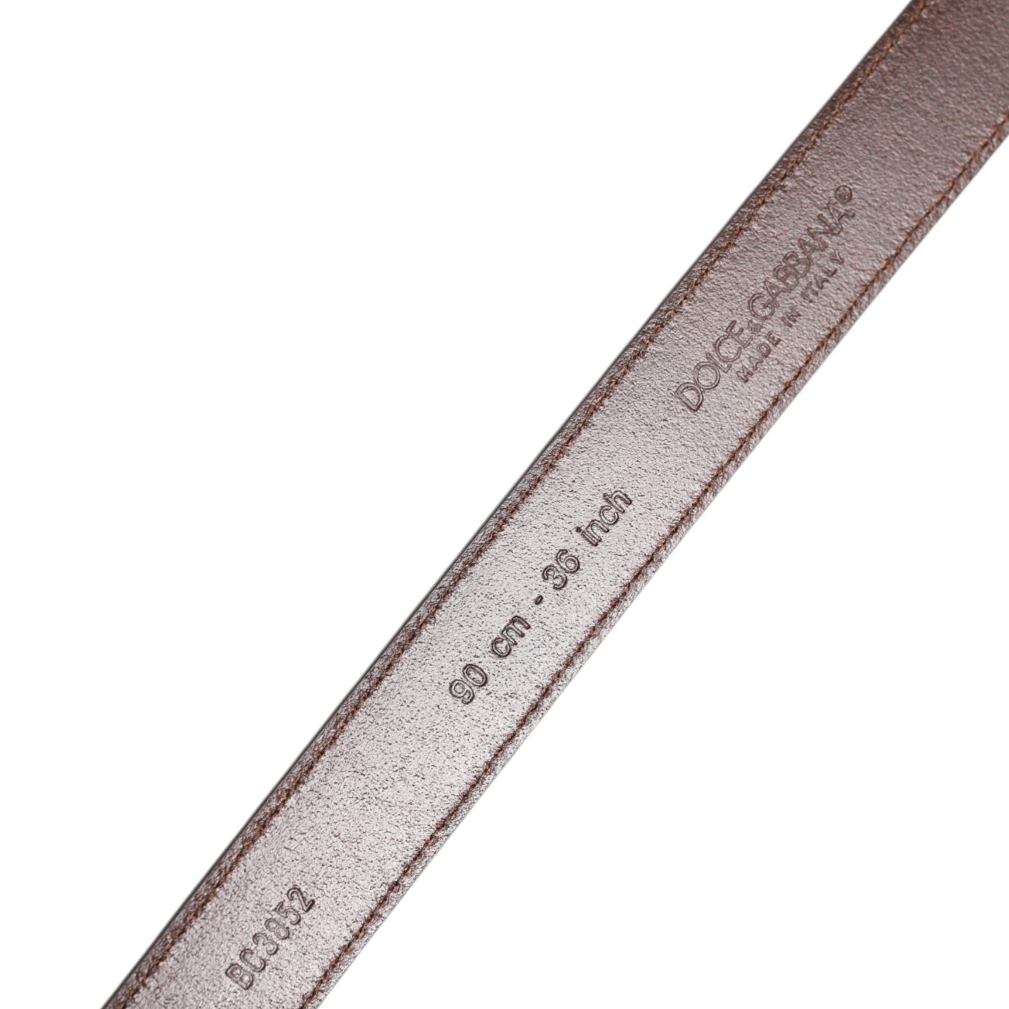 Dolce & Gabbana Brown Calf Leather Antique Buckle Belt