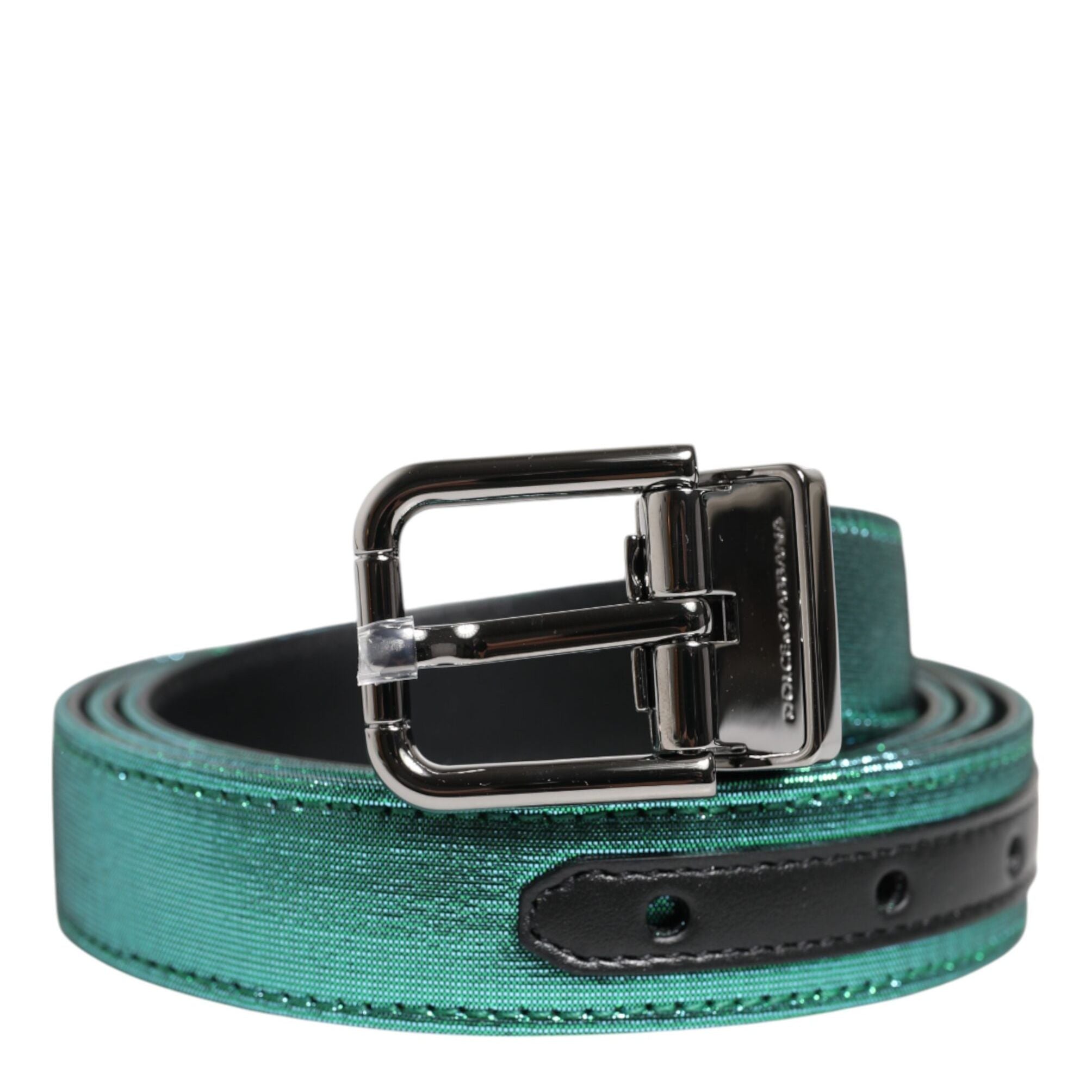 Dolce & Gabbana Green Black Polyester Metal Buckle Belt