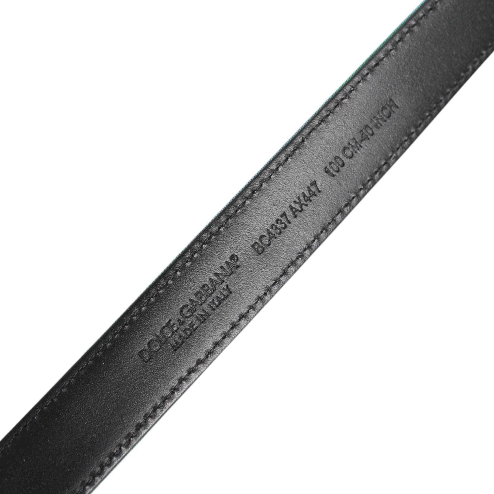 Dolce & Gabbana Green Black Polyester Metal Buckle Belt