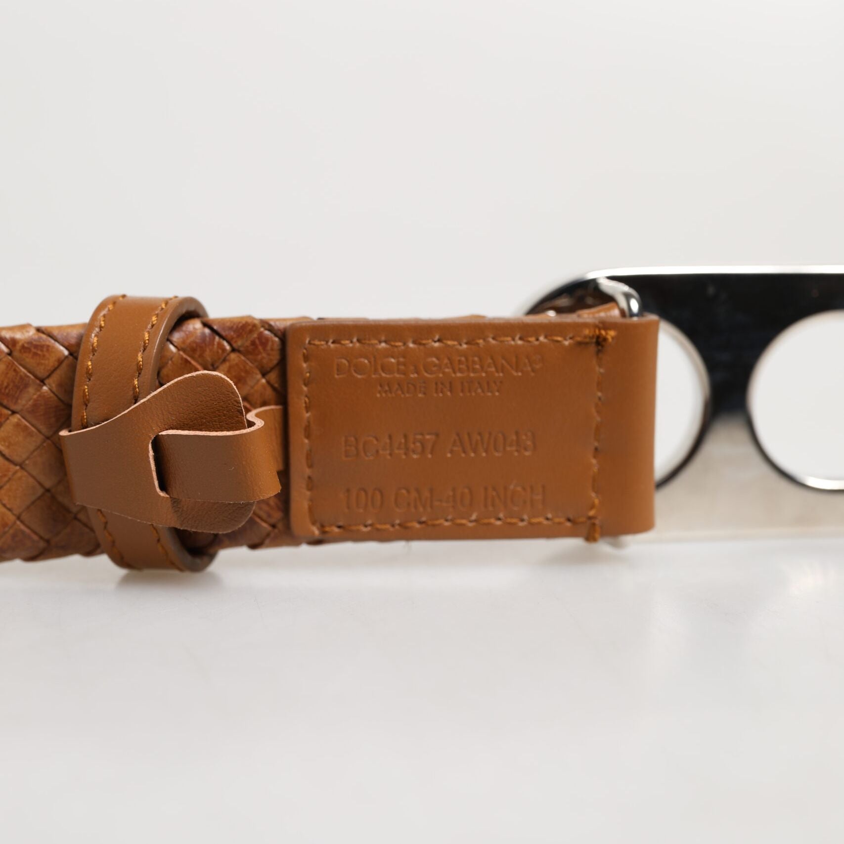 Dolce & Gabbana Brown Braided Metal DG Logo Buckle Belt