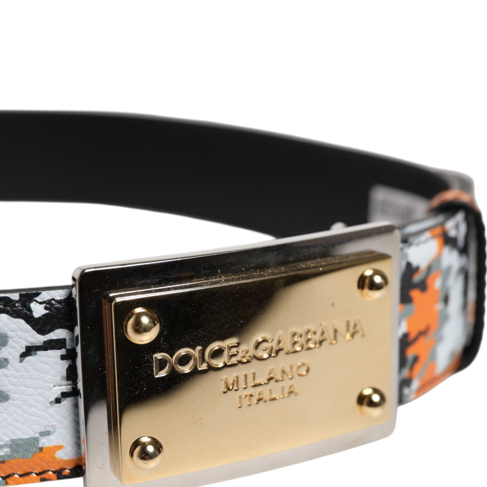 Dolce & Gabbana Multicolor Camouflage Metal Logo Buckle Belt