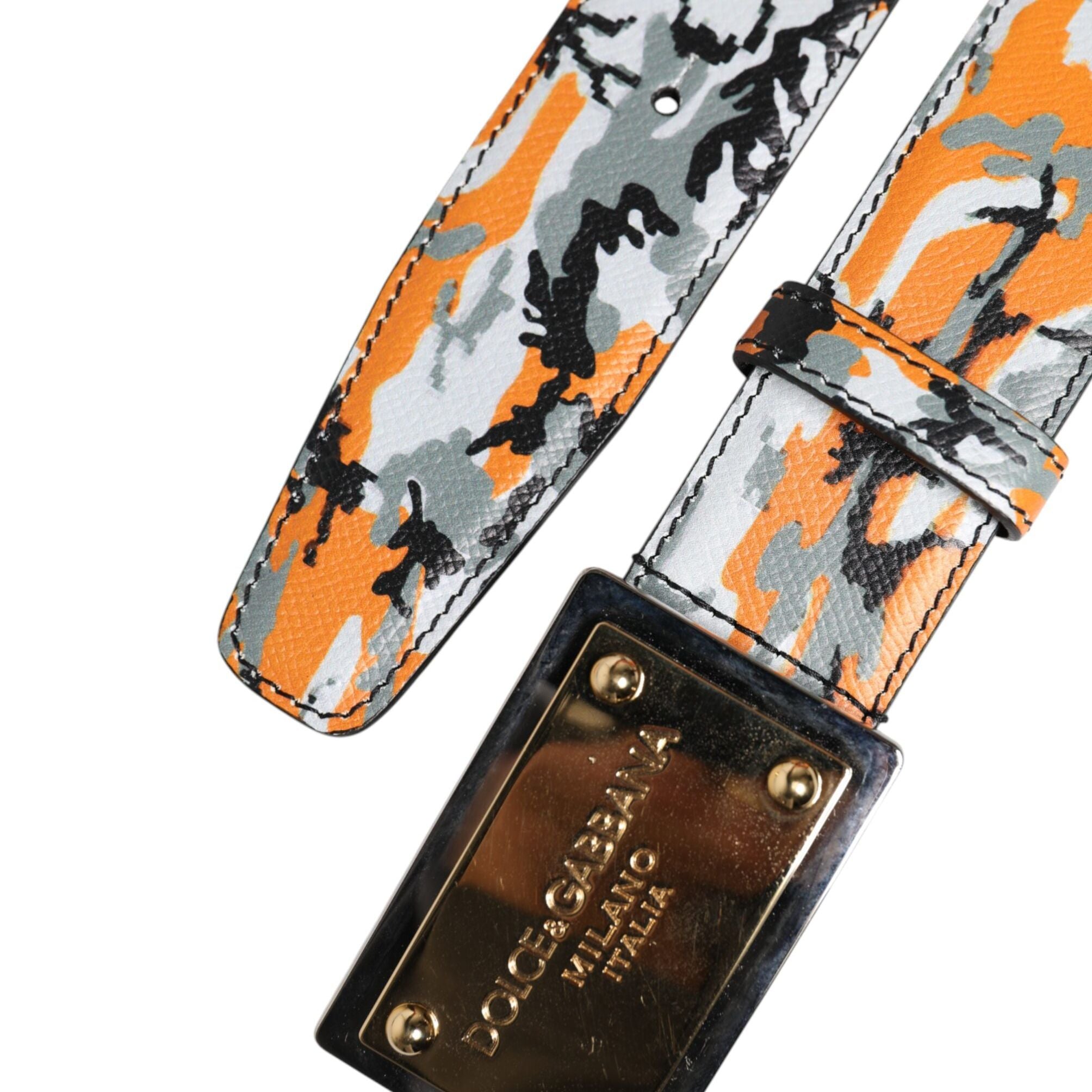 Dolce & Gabbana Multicolor Camouflage Metal Logo Buckle Belt