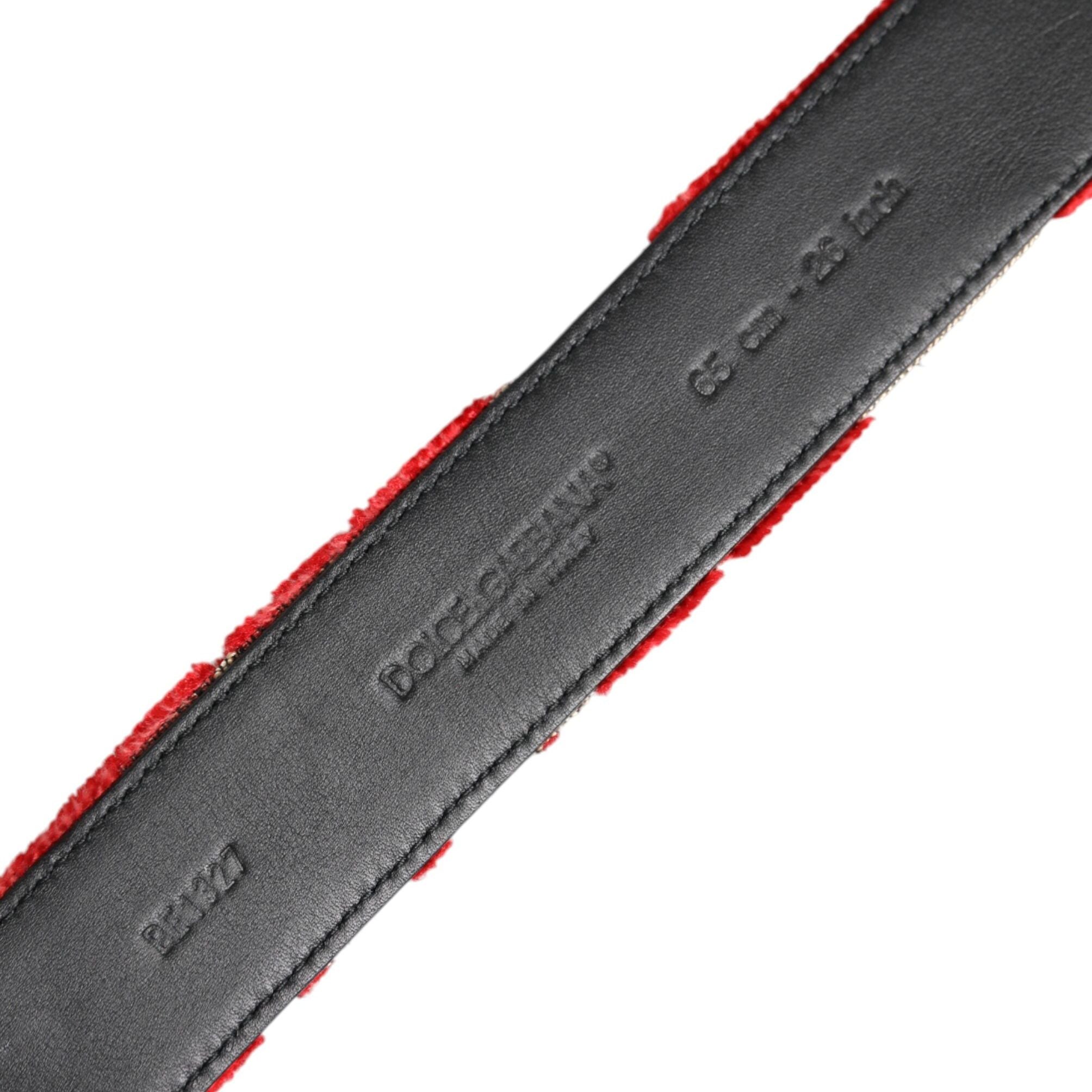 Dolce & Gabbana Red Viscose Silver DG Logo Metal Buckle Belt