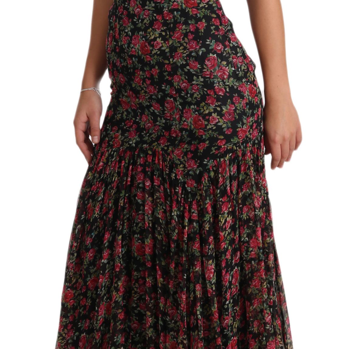 Dolce & Gabbana Black Floral Roses A-Line Shift Gown Dress