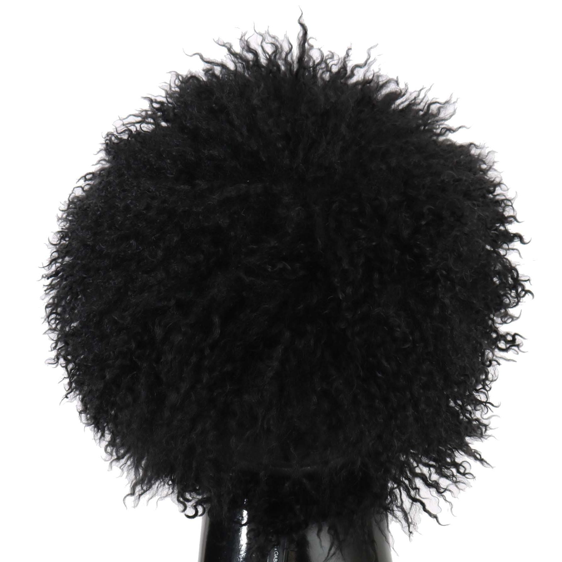 Dolce & Gabbana Black Tibet Lamb Fur Leather Gatsby Hat