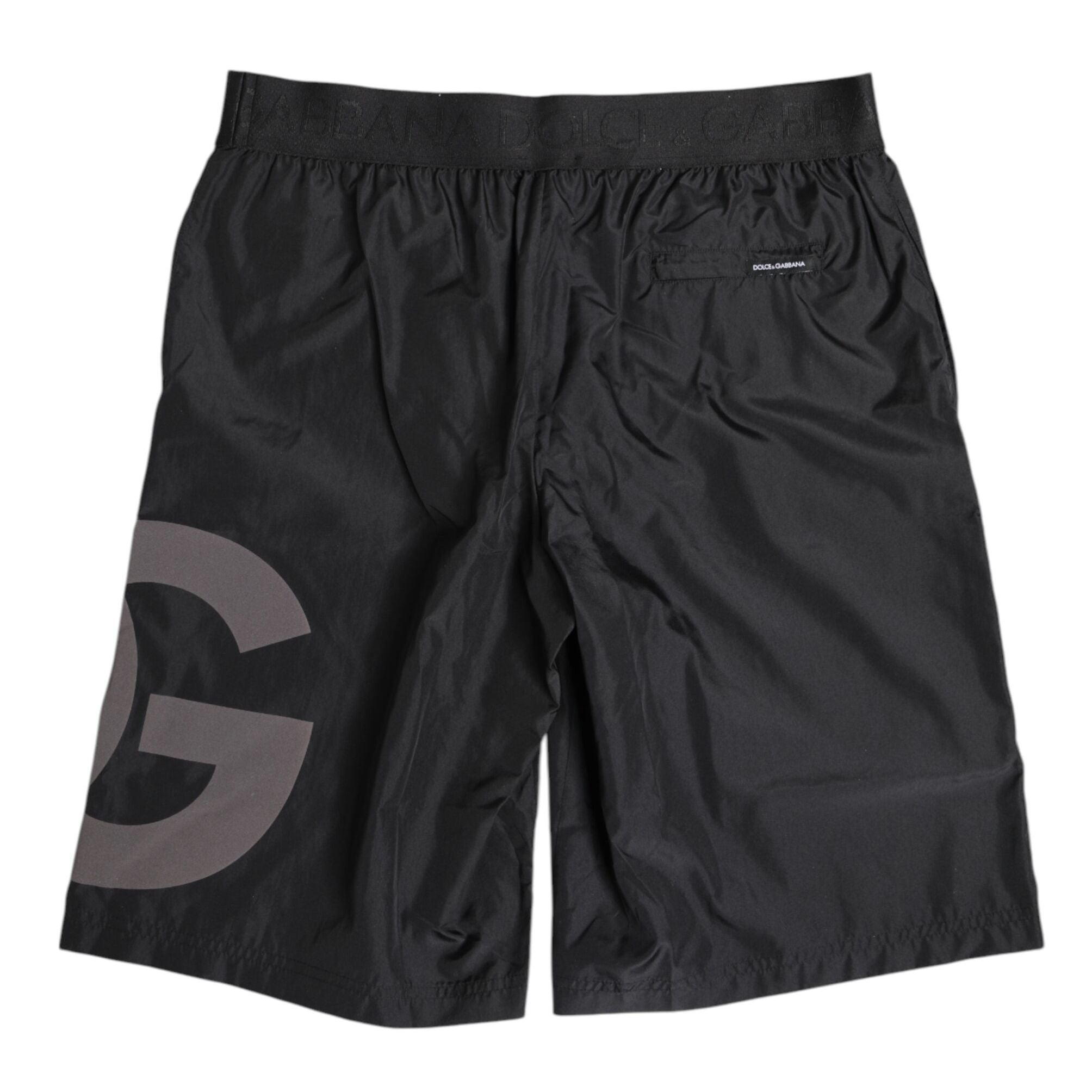 Dolce & Gabbana Black Logo Print Beachwear Men Shorts Swimwear