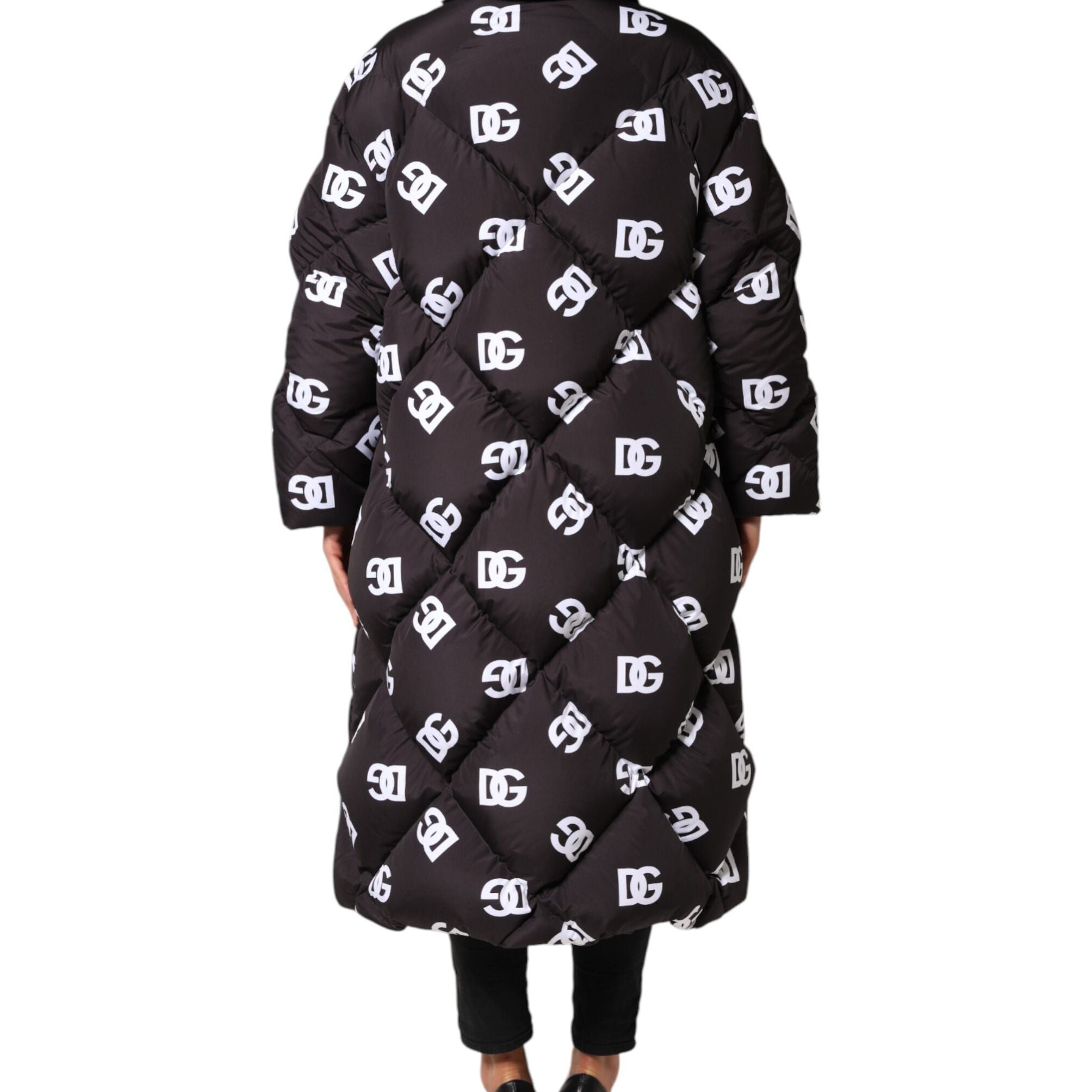 Dolce & Gabbana Black DG Mania Puffer Quilted Long Coat Jacket