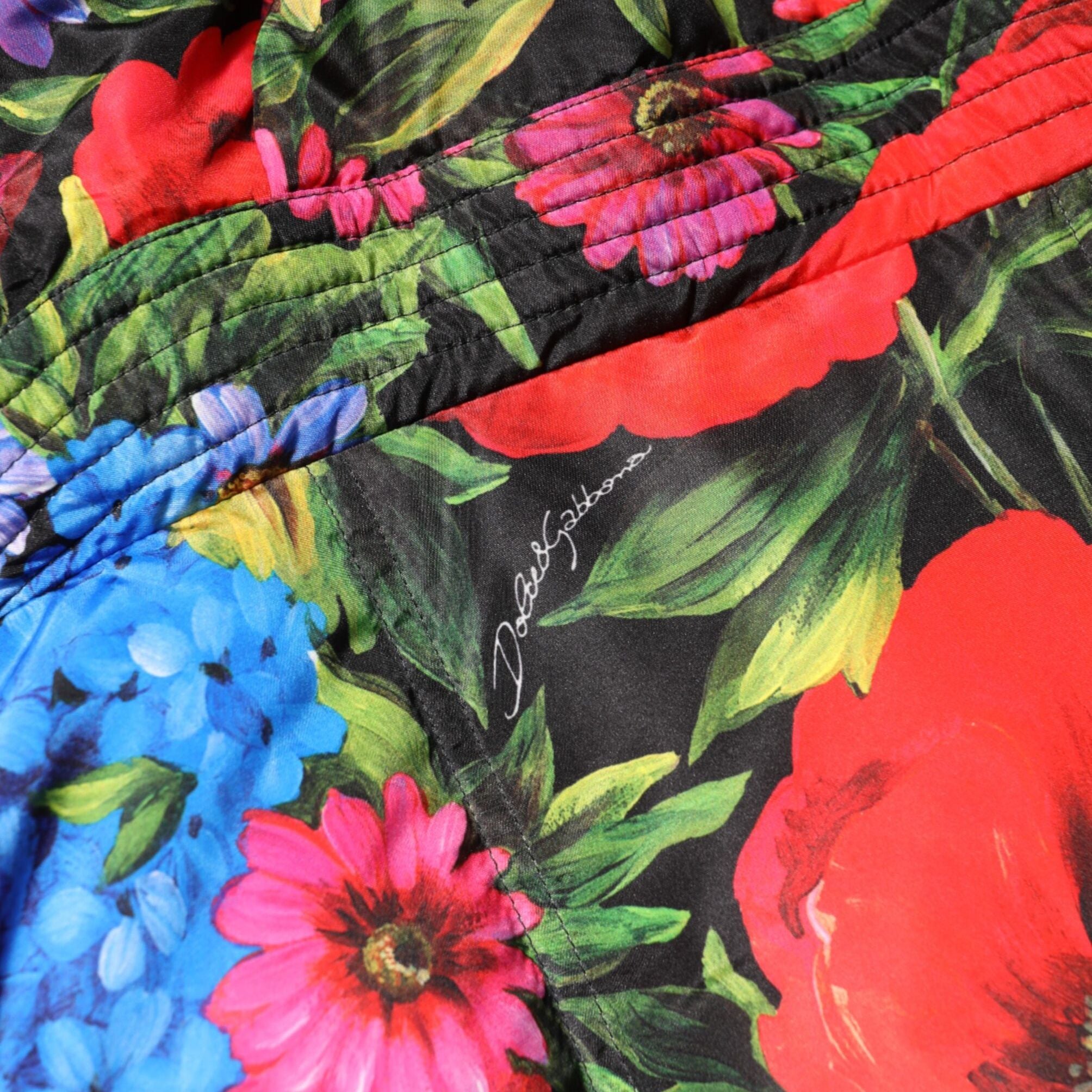Dolce & Gabbana Multicolor Floral Hooded Puffer Coat Jacket