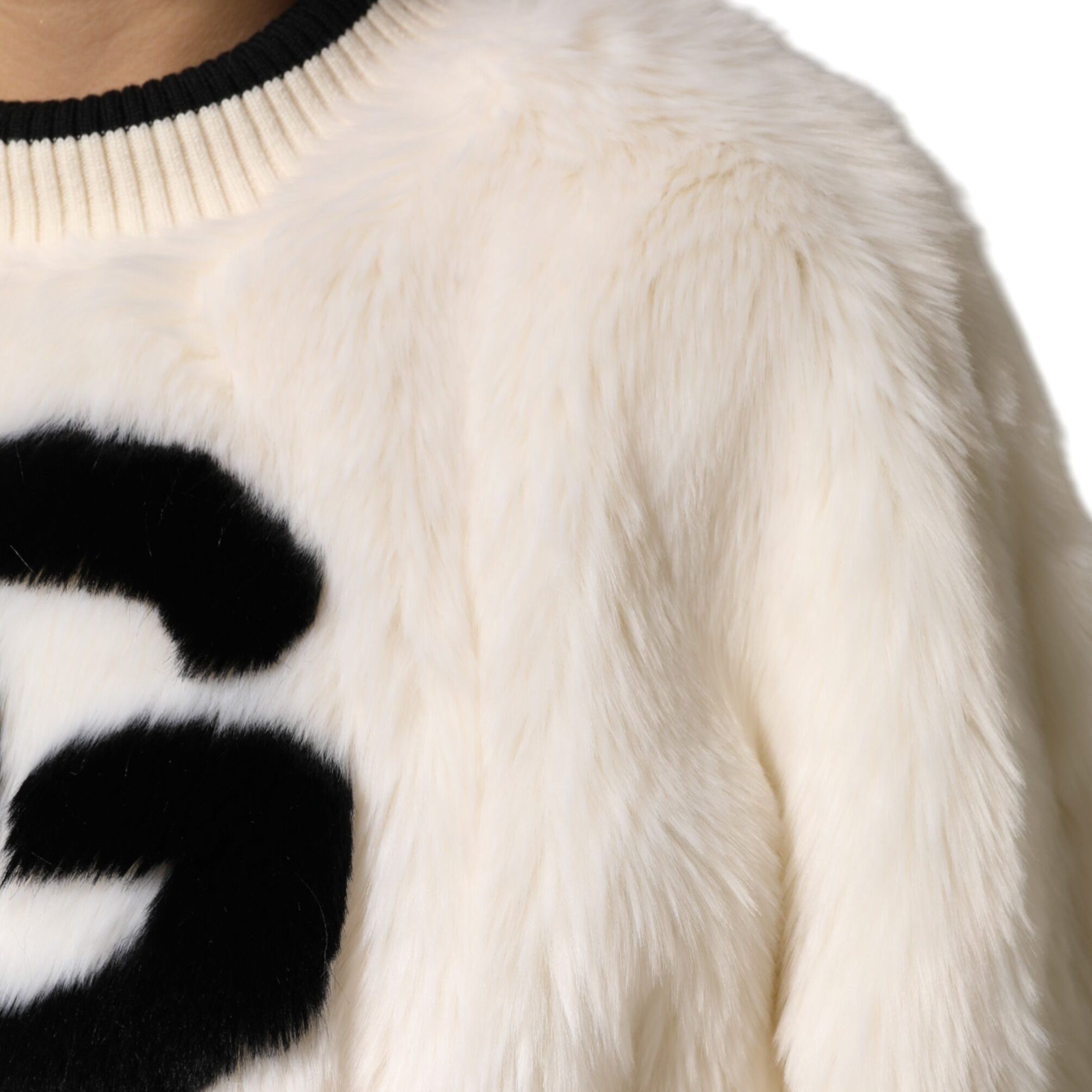 Dolce & Gabbana White Cropped Faux Fur DG Sweatshirt Sweater