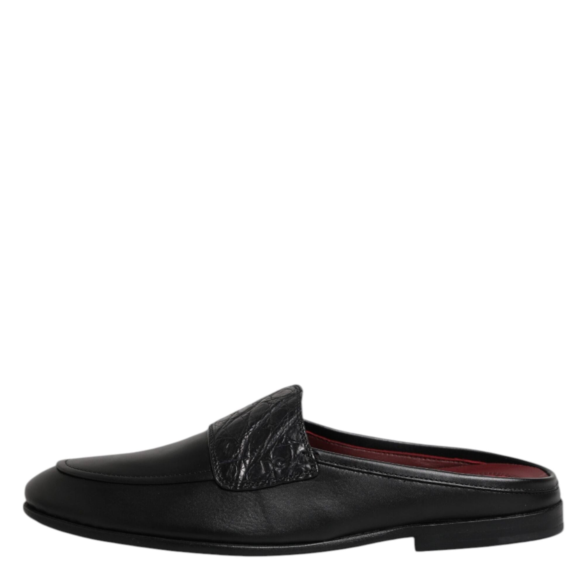 Dolce & Gabbana Black Calfskin Leather Slip On Loafers Shoes