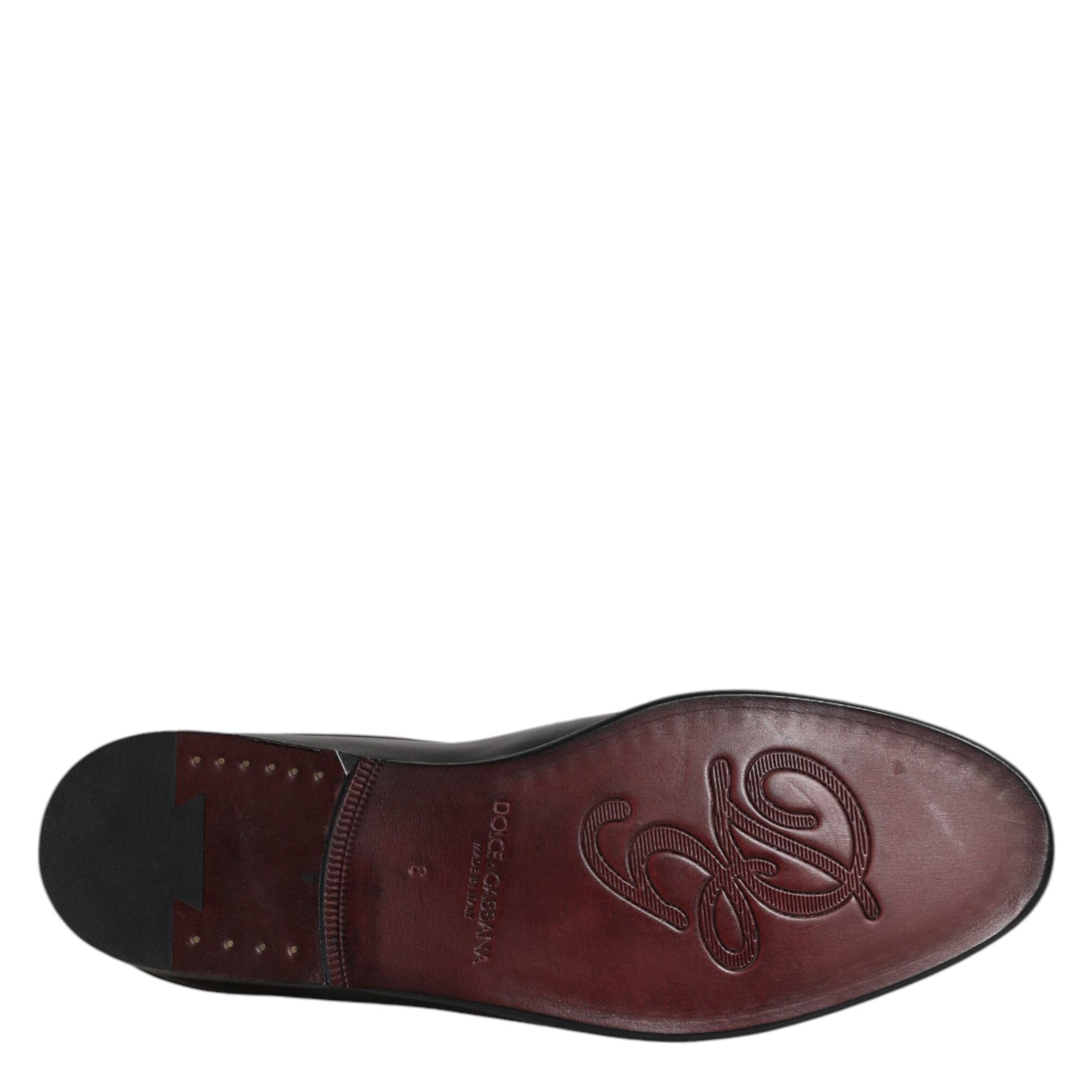 Dolce & Gabbana Black Calfskin Leather Slip On Loafers Shoes