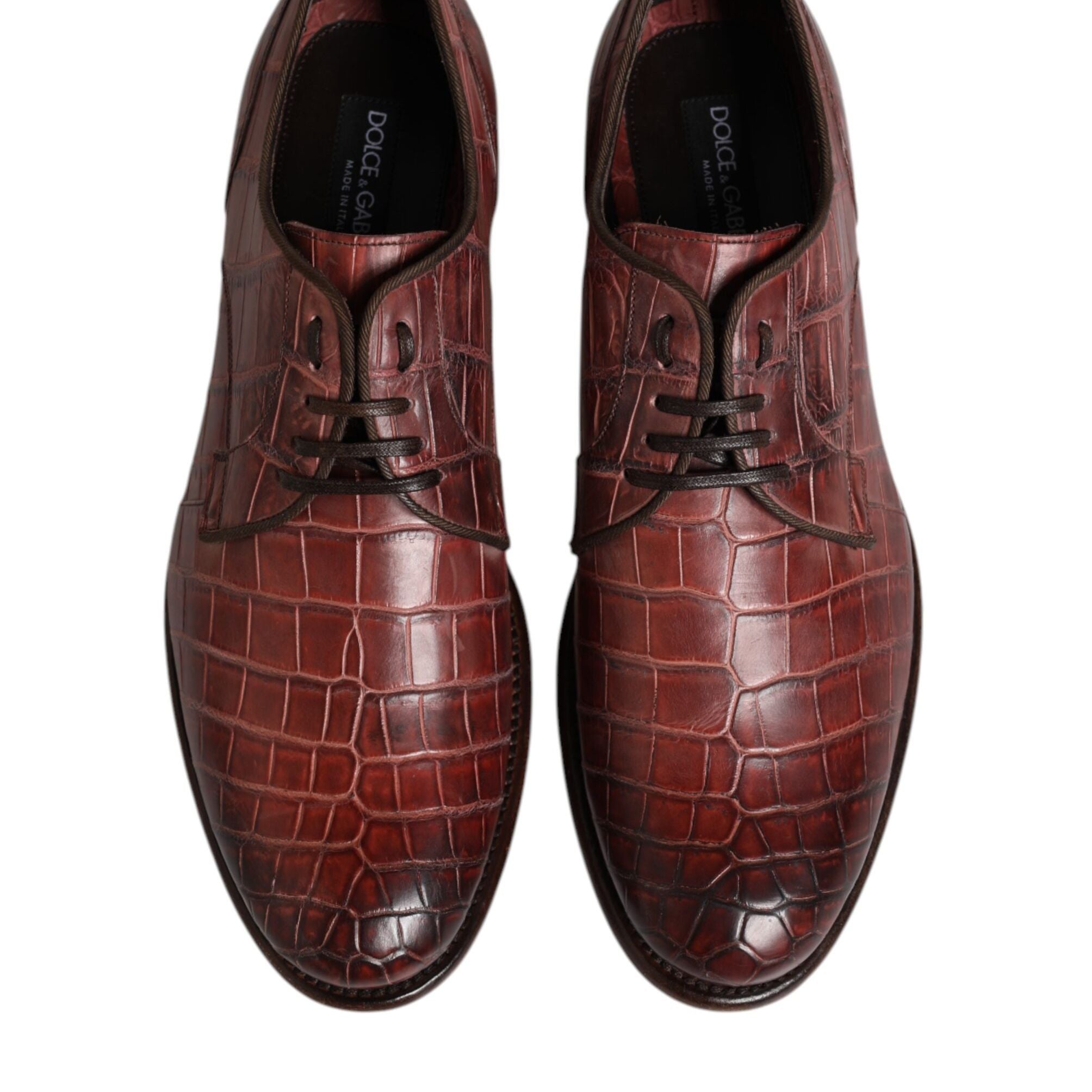 Dolce & Gabbana Burgundy Leather Lace Up Derby Dress Shoes