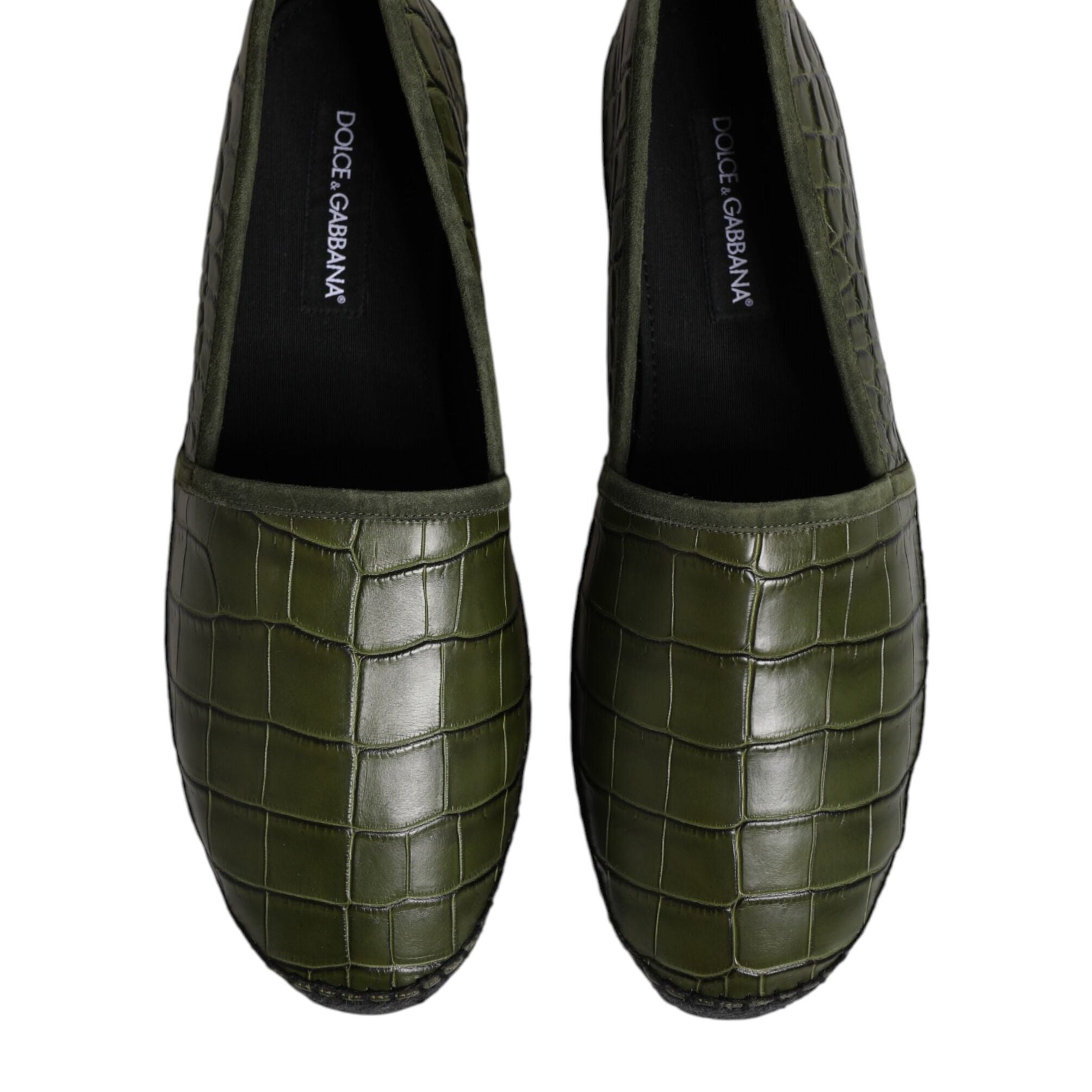 Dolce & Gabbana Green Exotic Leather Espadrilles Slip On Shoes