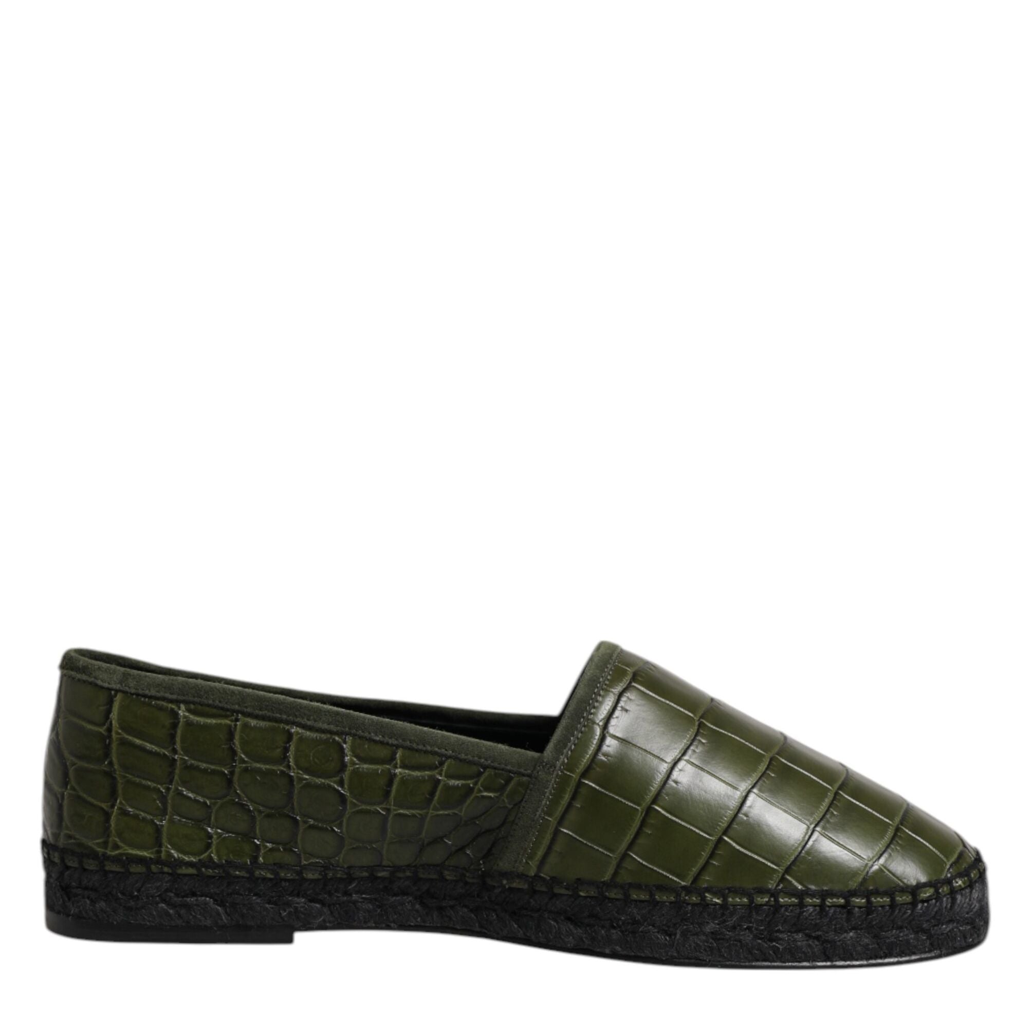 Dolce & Gabbana Green Exotic Leather Espadrilles Slip On Shoes