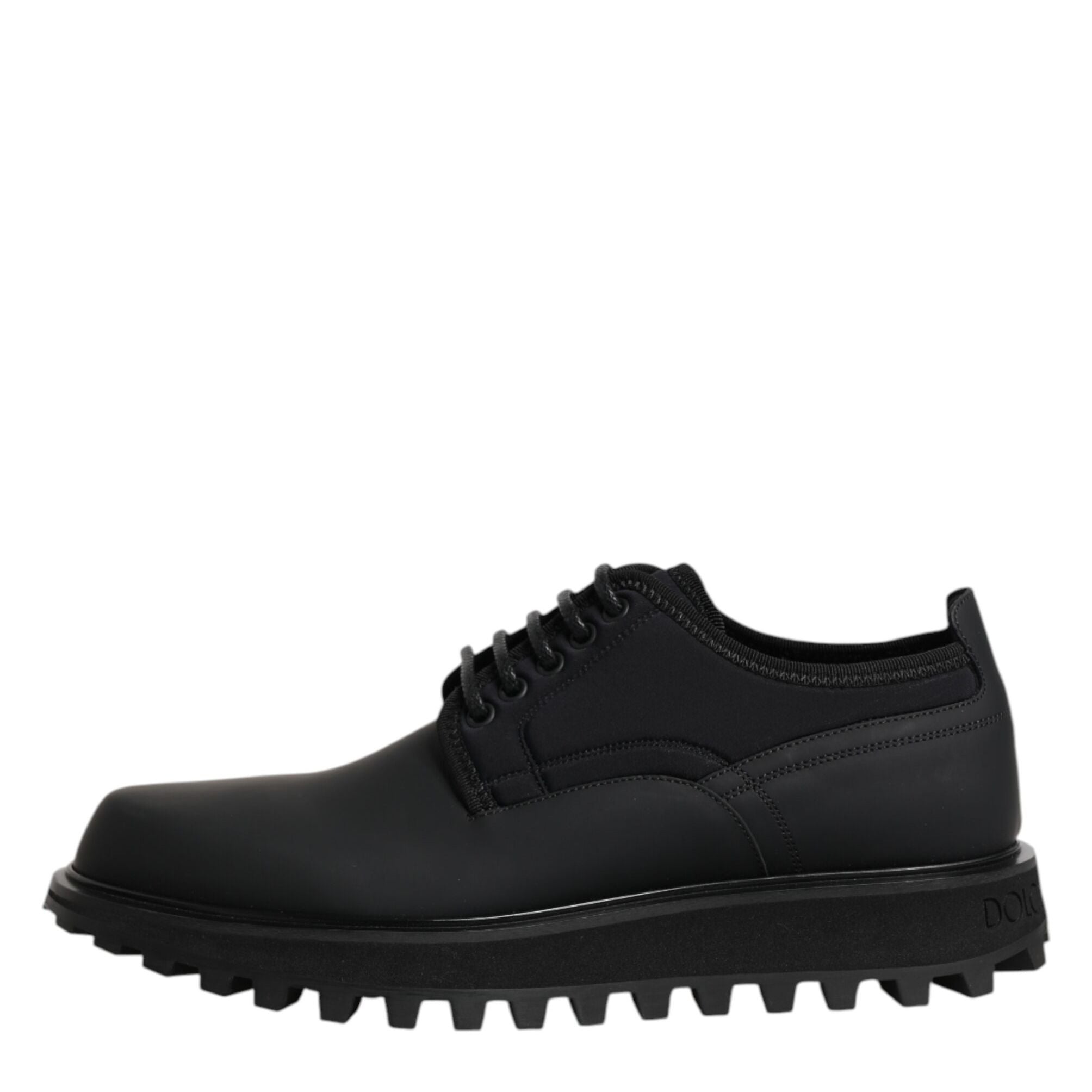 Dolce & Gabbana Black Leather Lace Up Trekking Dress Shoes