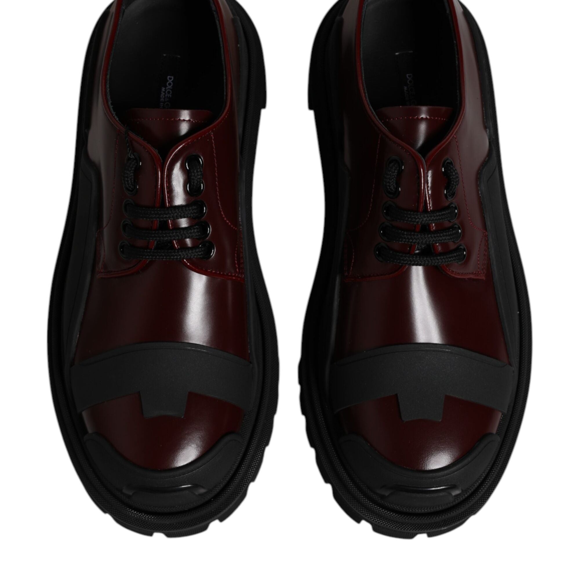 Dolce & Gabbana Red Leather Lace Up Trekking Dress Shoes
