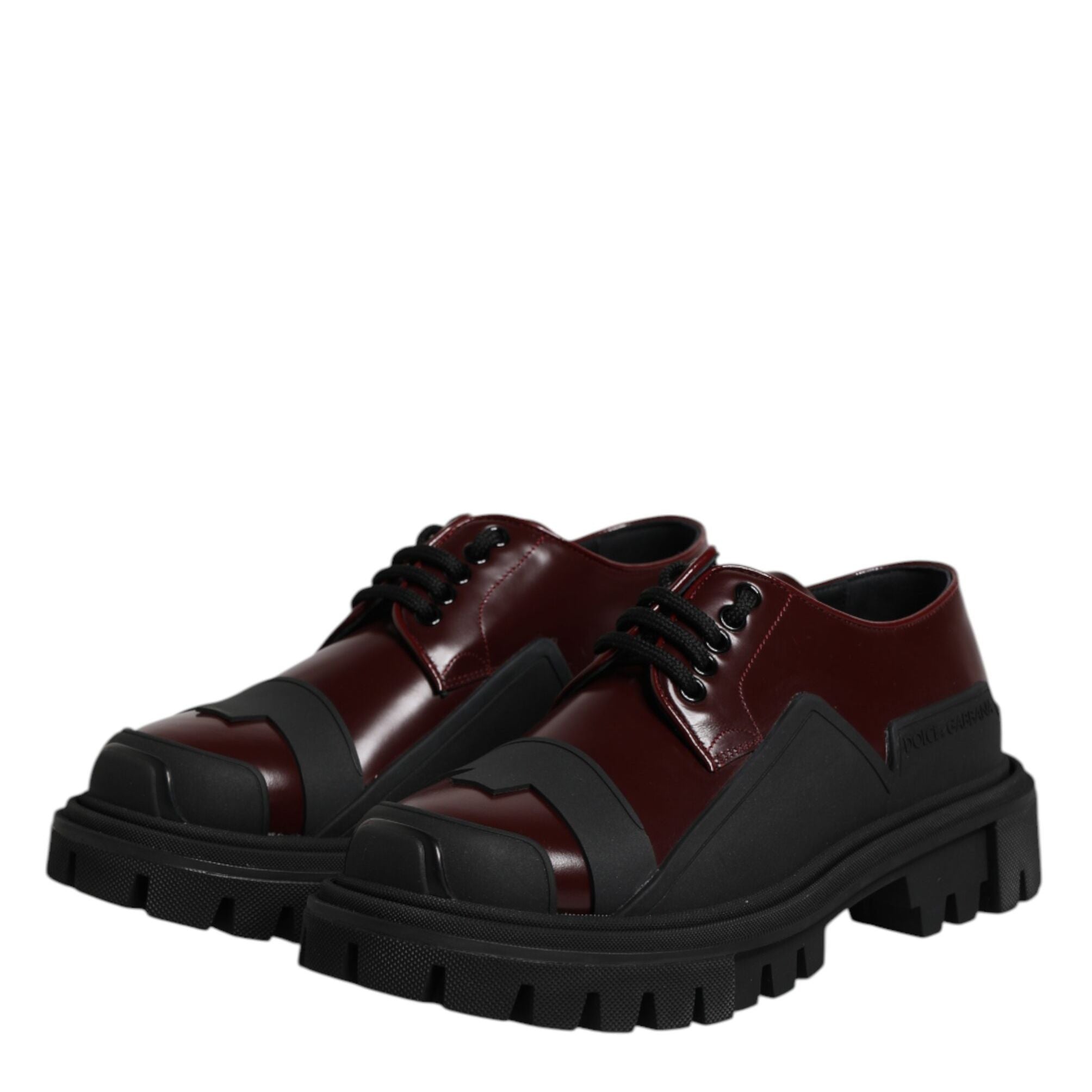 Dolce & Gabbana Red Leather Lace Up Trekking Dress Shoes