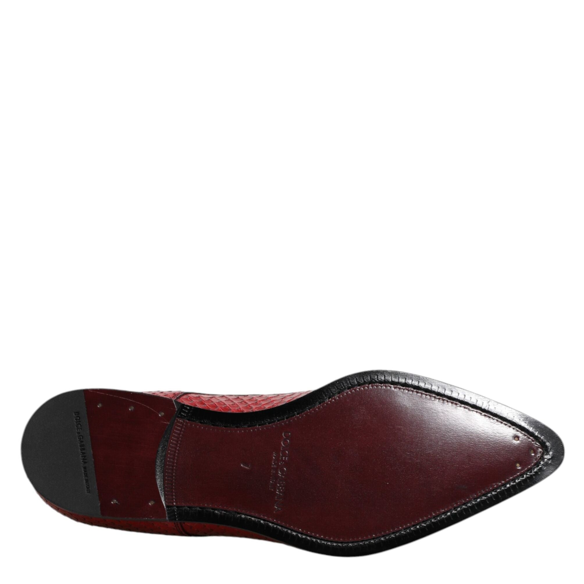 Dolce & Gabbana Red Exotic Leather Lace Up Dress Derby Shoes