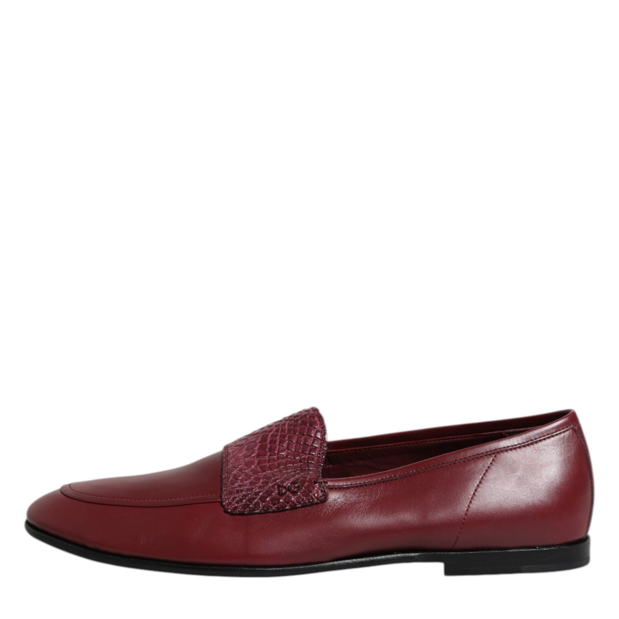 Dolce & Gabbana Burgundy Calfskin Leather Formal Slip On Shoes