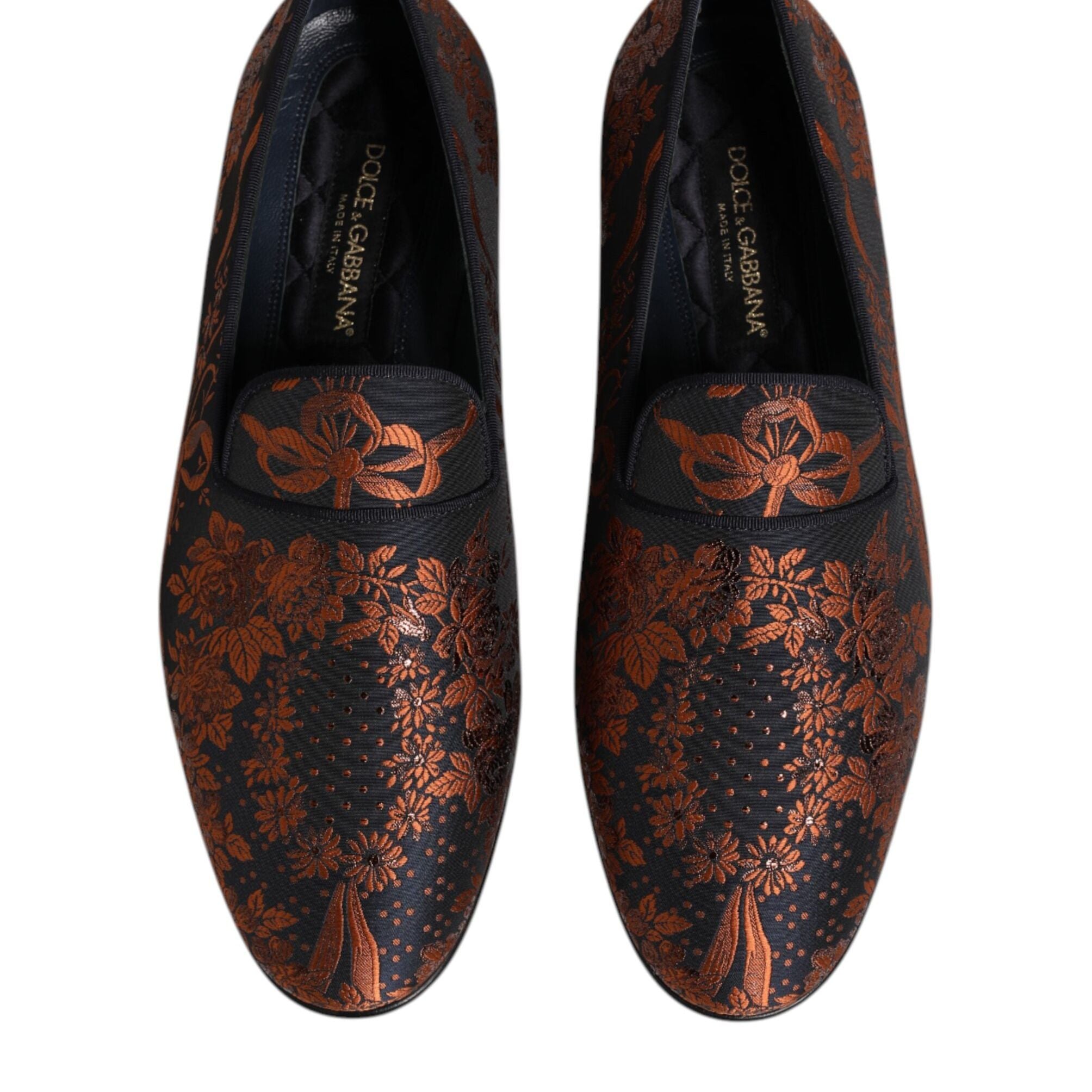 Dolce & Gabbana Black Jacquard Polyester Slip On Loafers Shoes