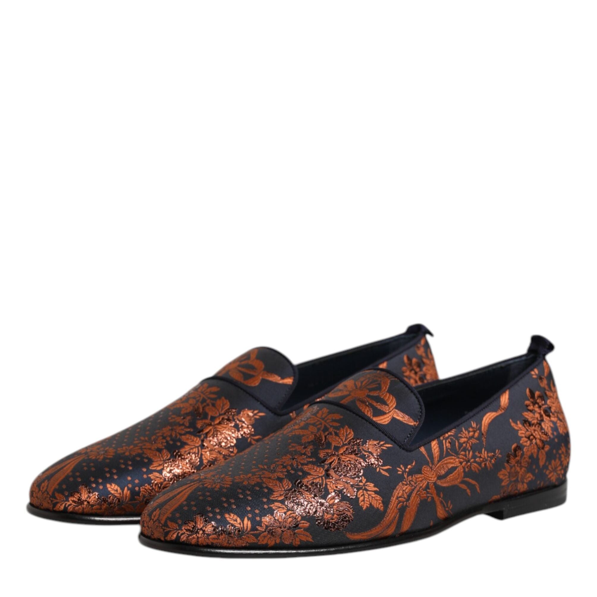 Dolce & Gabbana Black Jacquard Polyester Slip On Loafers Shoes