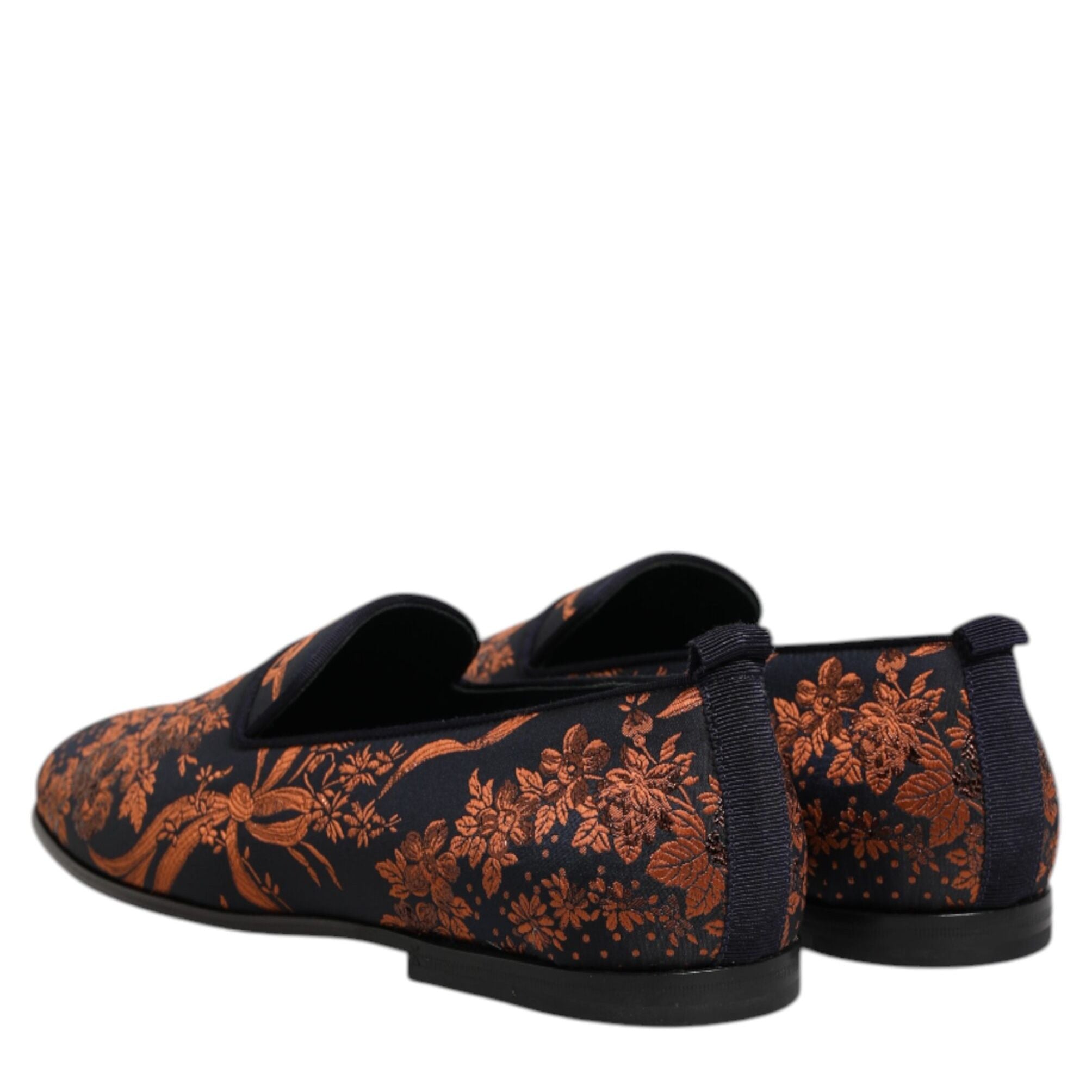 Dolce & Gabbana Black Jacquard Polyester Slip On Loafers Shoes