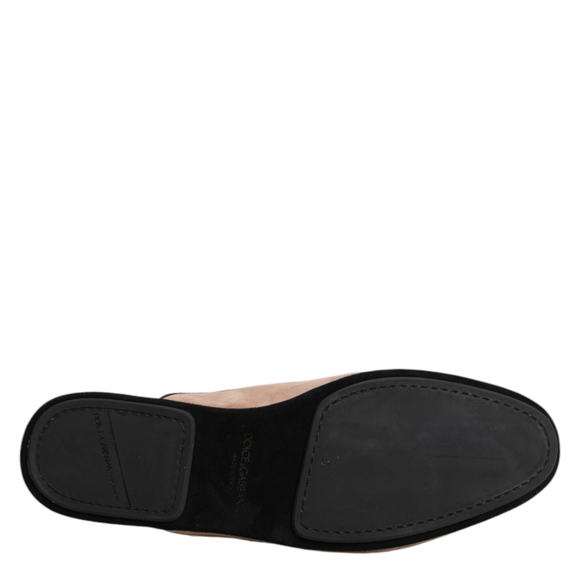 Dolce & Gabbana Beige Capra Suede Slides Flat Slipper Shoes