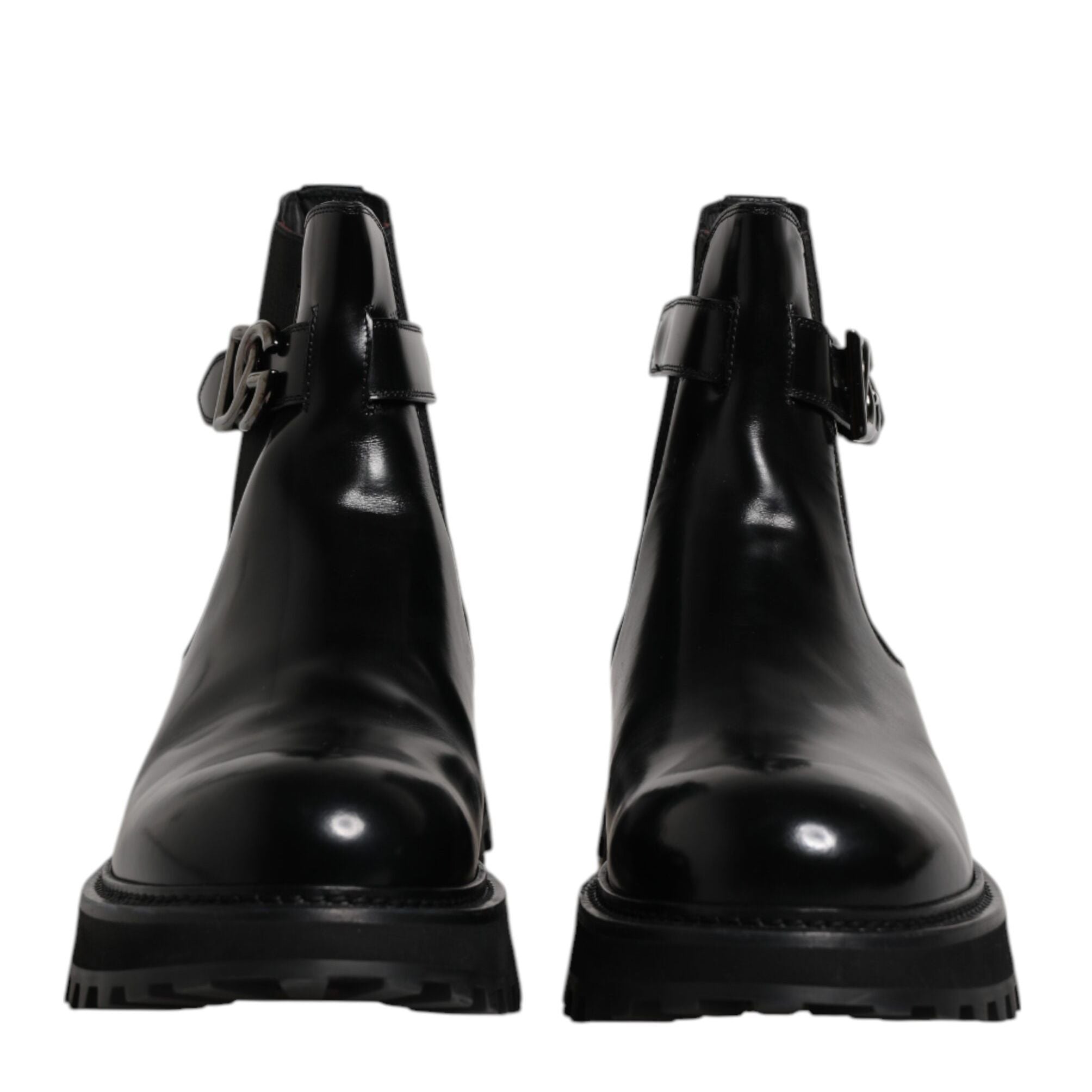 Dolce & Gabbana Black Belted DG Logo Men Chelsea Boots Shoes