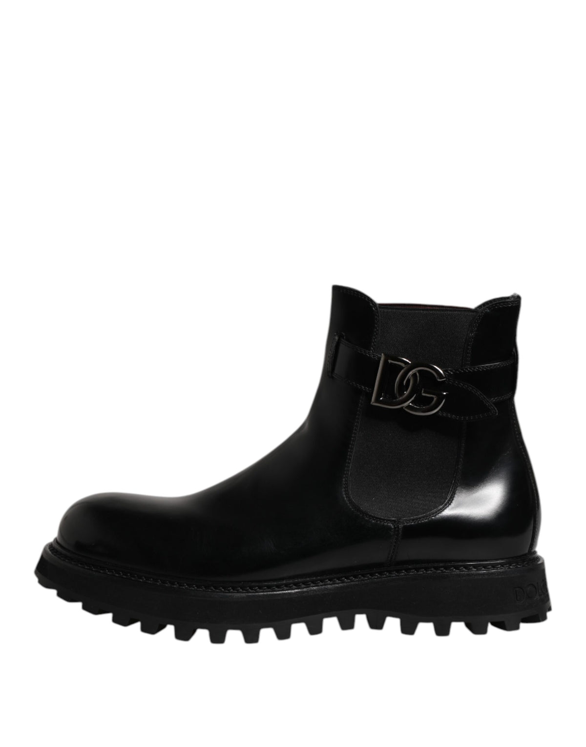 Dolce & Gabbana Black Belted DG Logo Men Chelsea Boots Shoes