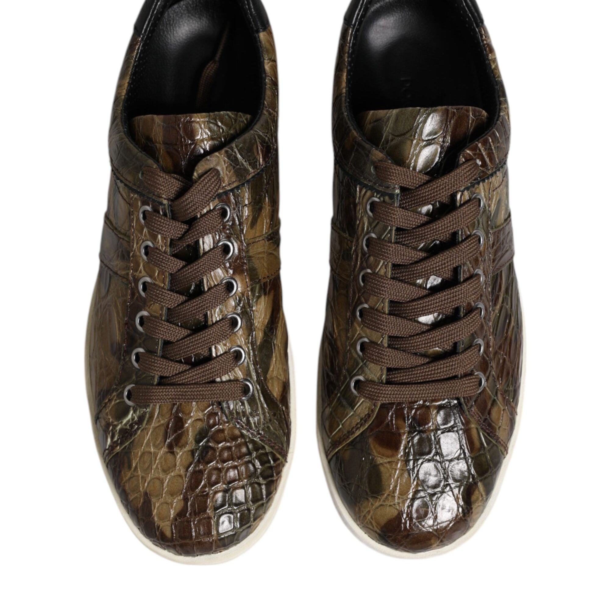 Dolce & Gabbana Brown Exotic Leather Low Top Sneakers Shoes