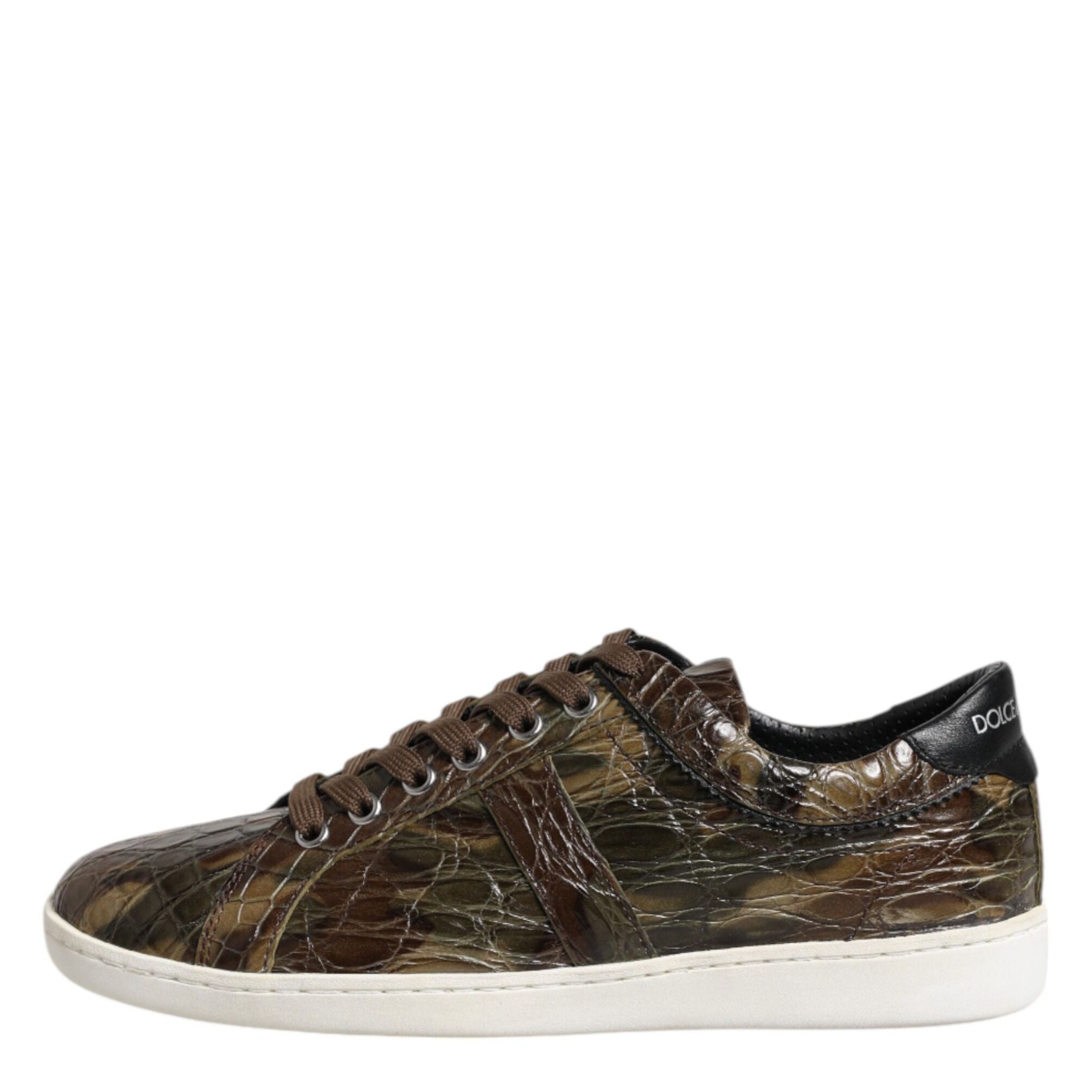 Dolce & Gabbana Brown Exotic Leather Low Top Sneakers Shoes