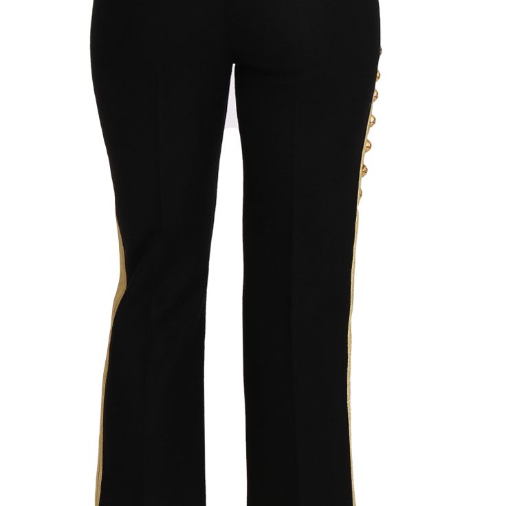 Dolce & Gabbana Military Embellished Pants Black Gold Dress Pant
