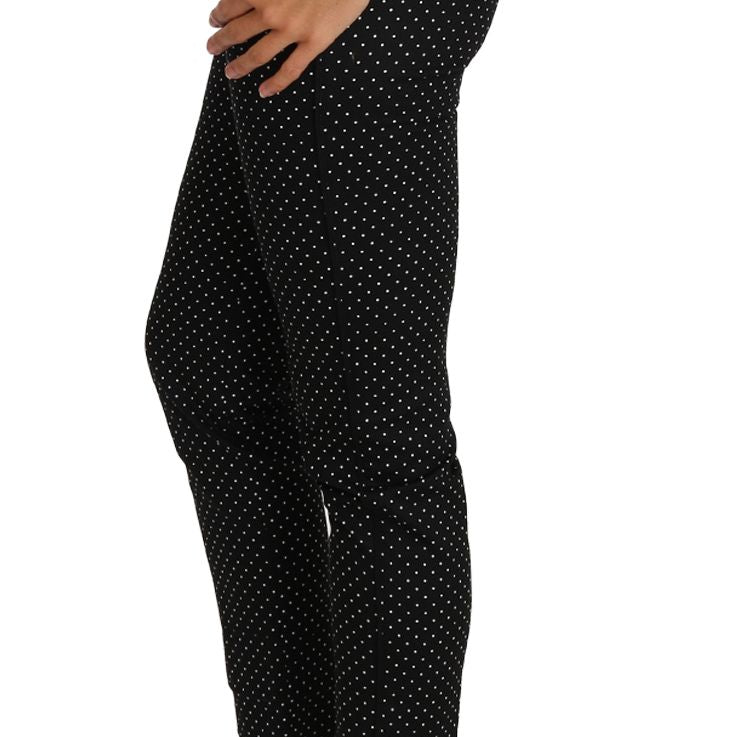 Dolce & Gabbana Black Dress Polka Dot Cropped Straight Pants