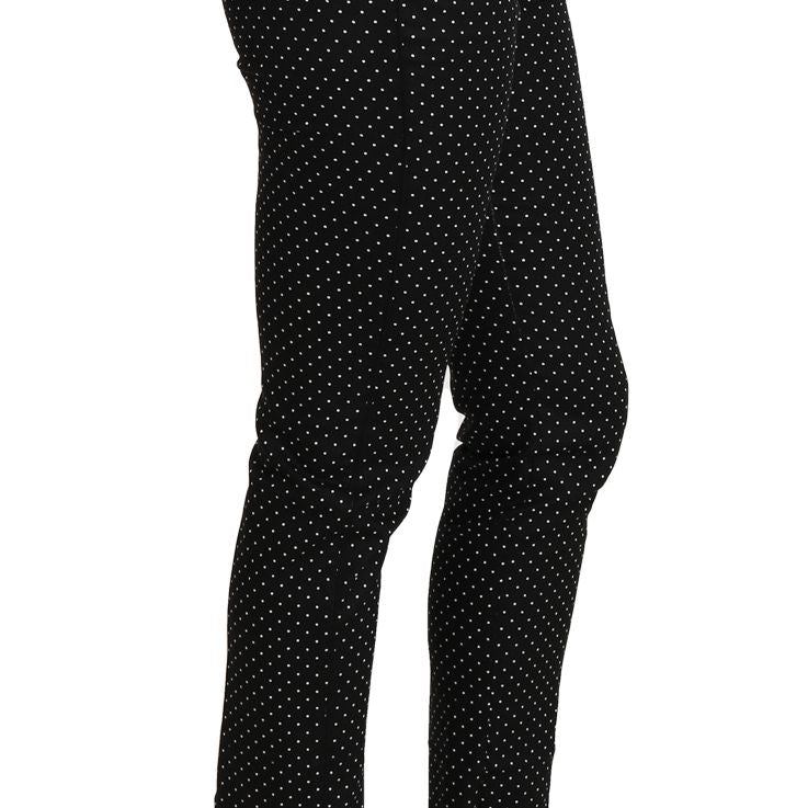 Dolce & Gabbana Black Dress Polka Dot Cropped Straight Pants