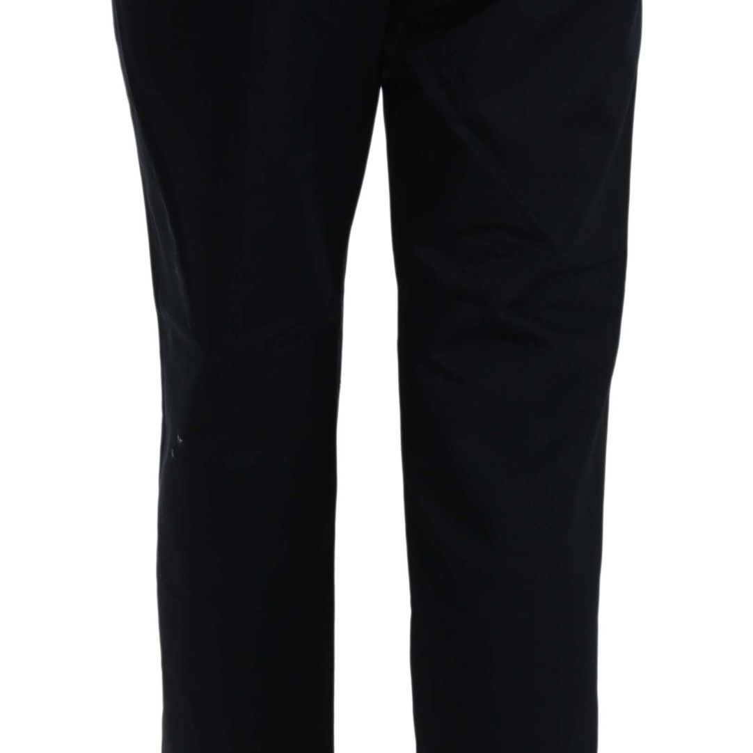 Dolce & Gabbana Black Cropped Front Button Embellished Pants