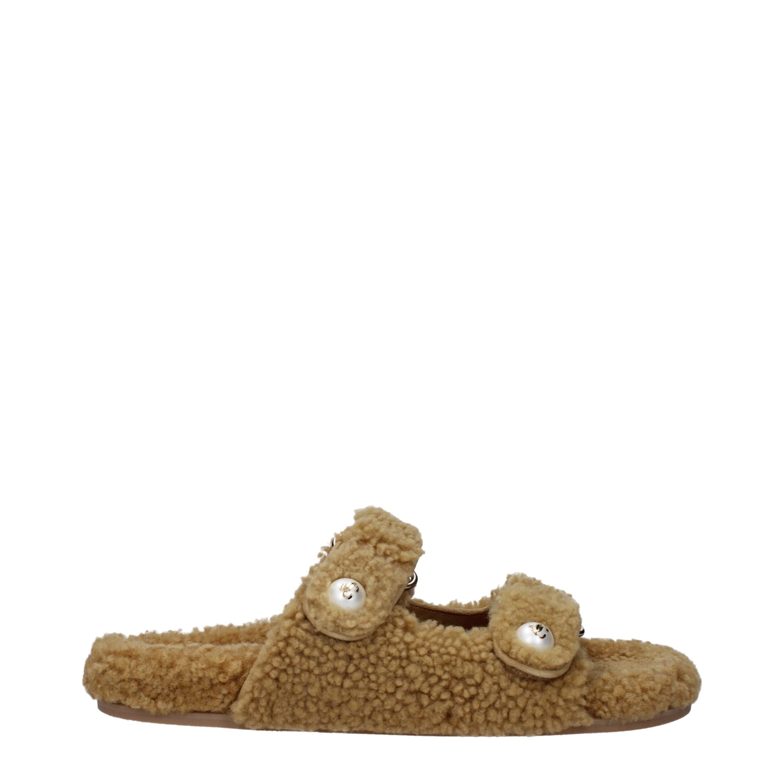 Jimmy Choo Brown Fabric Slippers